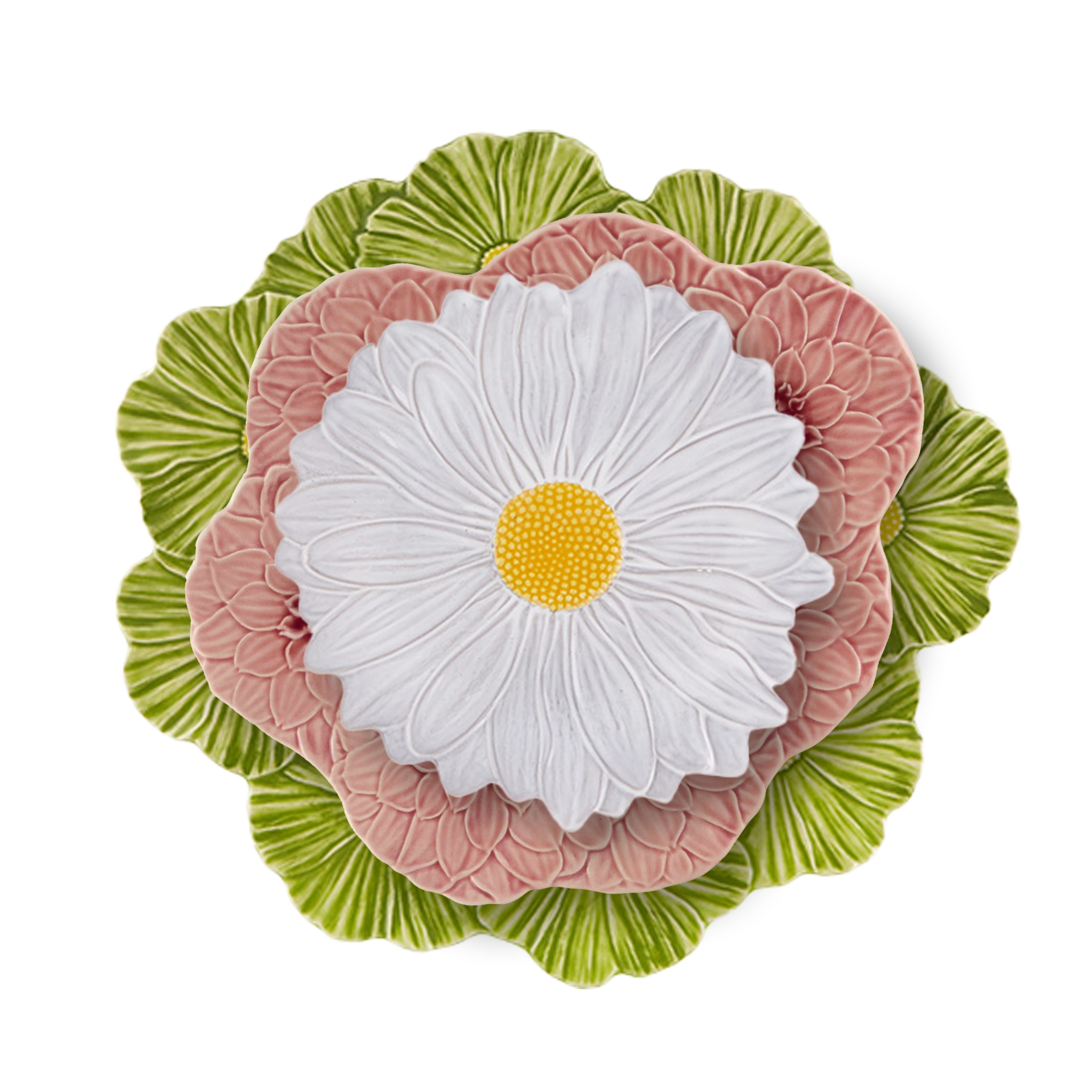 Set de platos de la colección Maria Flor de Casa Alegre, mostrando el diseño floral.