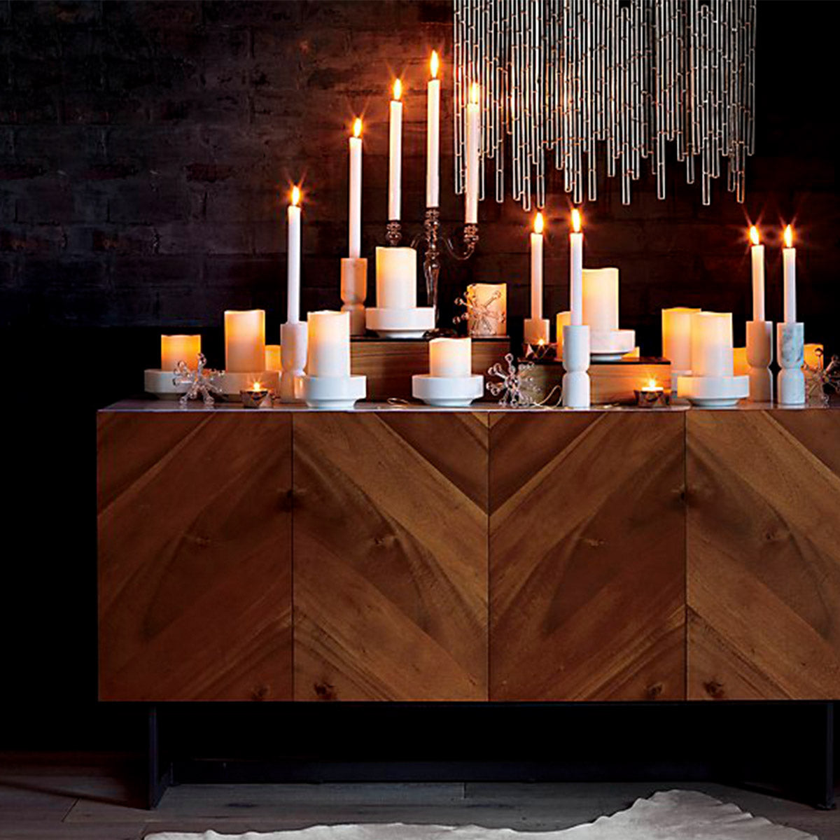 Set de portavelas de cristal tallado de la colección de candelabros.