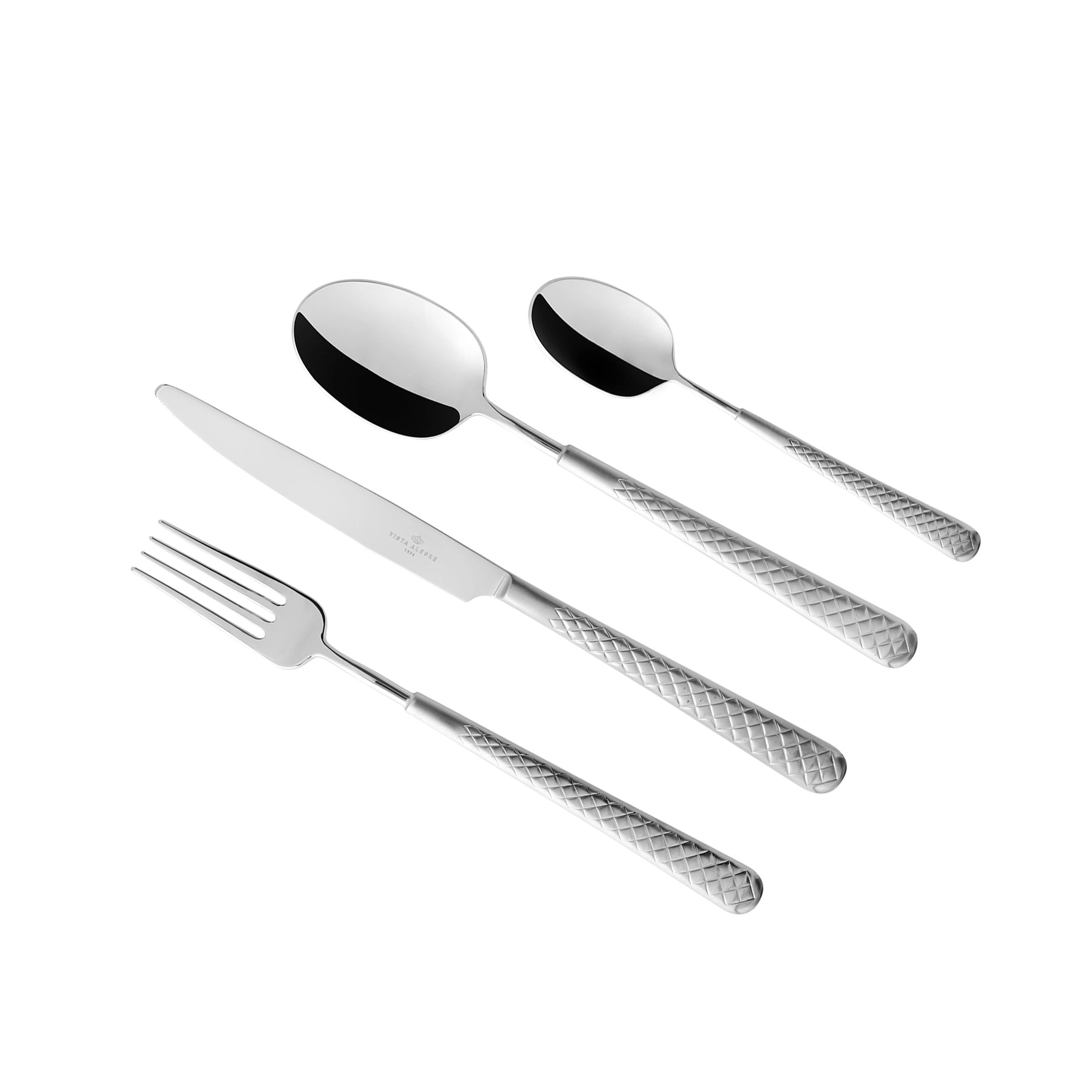 Set completo de cubiertos Prizma de Vista Alegre con acabado pulido y diseño en el mango.
