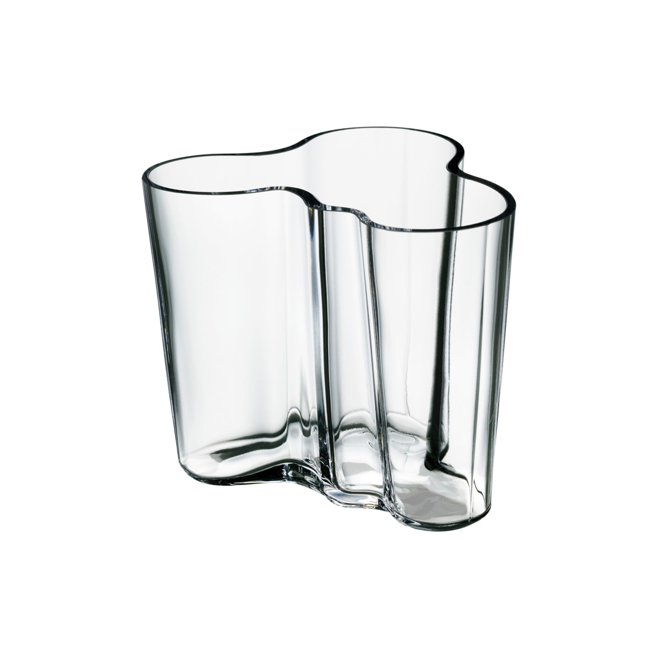 Florero Aalto Clear de Iittala, diseño icónico finlandés.