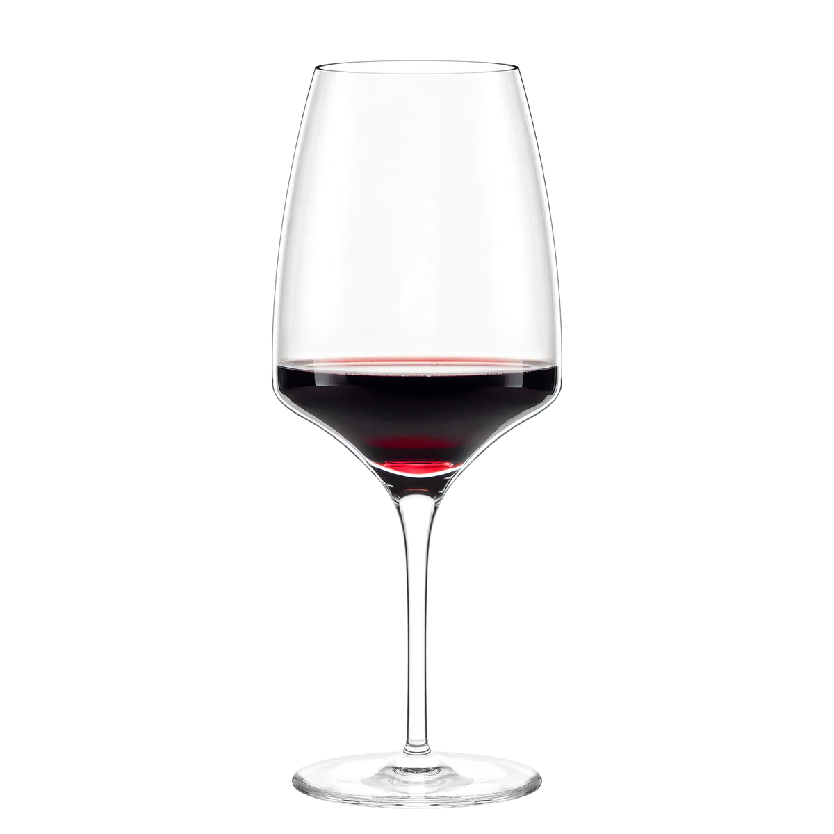 Copa Experience Bordeaux servida con vino tinto de guarda, destacando su transparencia y elegancia contemporánea.