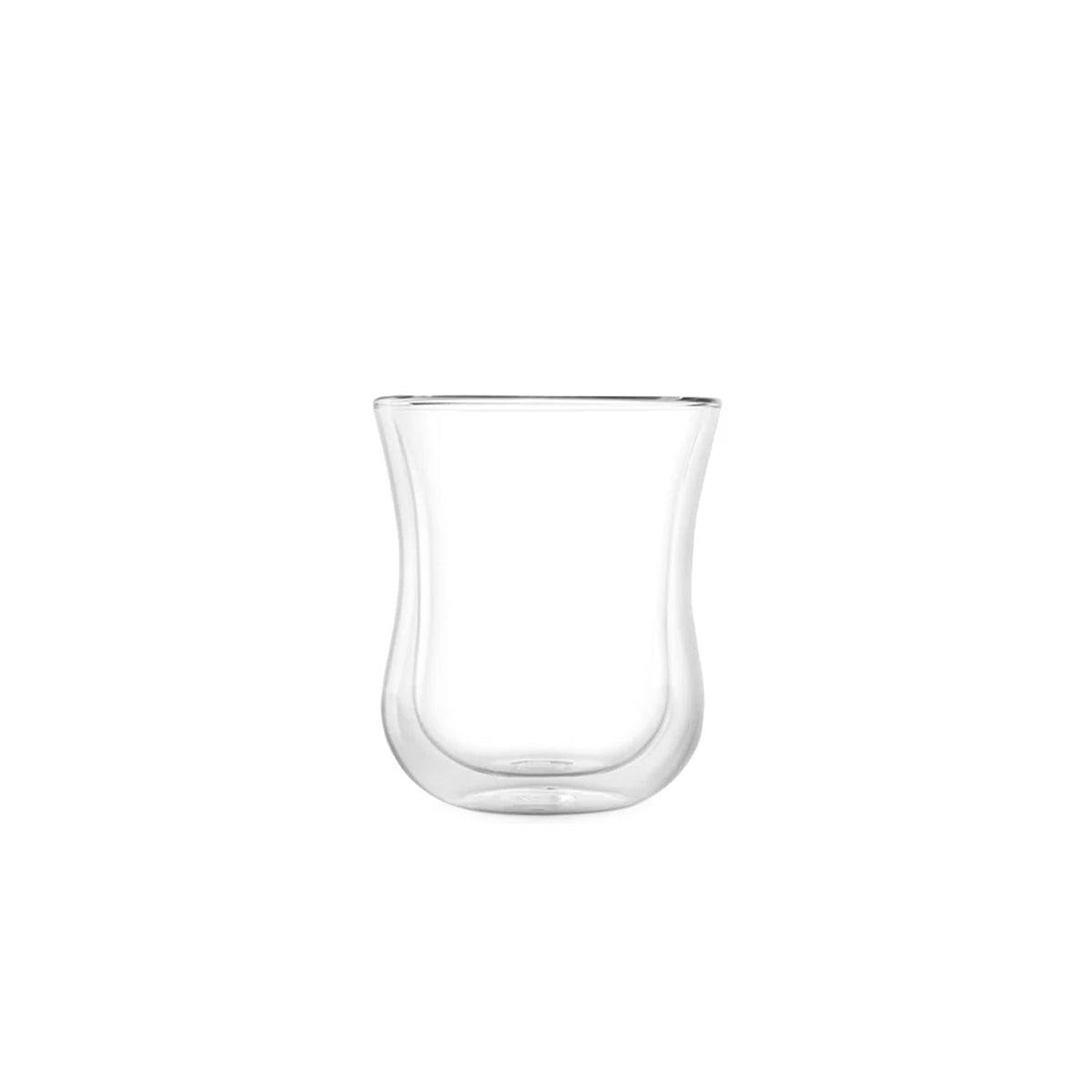 Vaso térmico Cup M de la colección Hot & Cold de Stölzle Lausitz, mostrando su diseño de doble pared en cristal transparente de 180 ml.