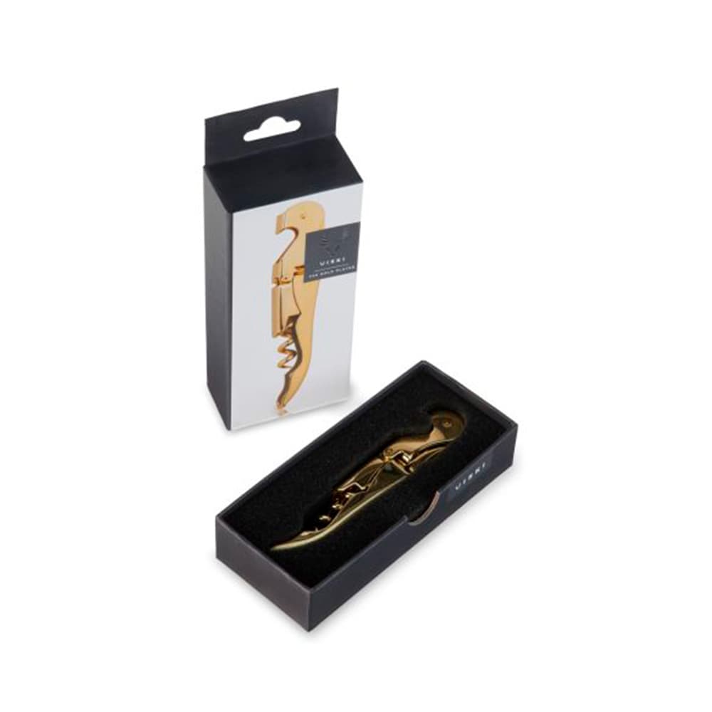 Caja premium con descorchador dorado Viski chapado en oro