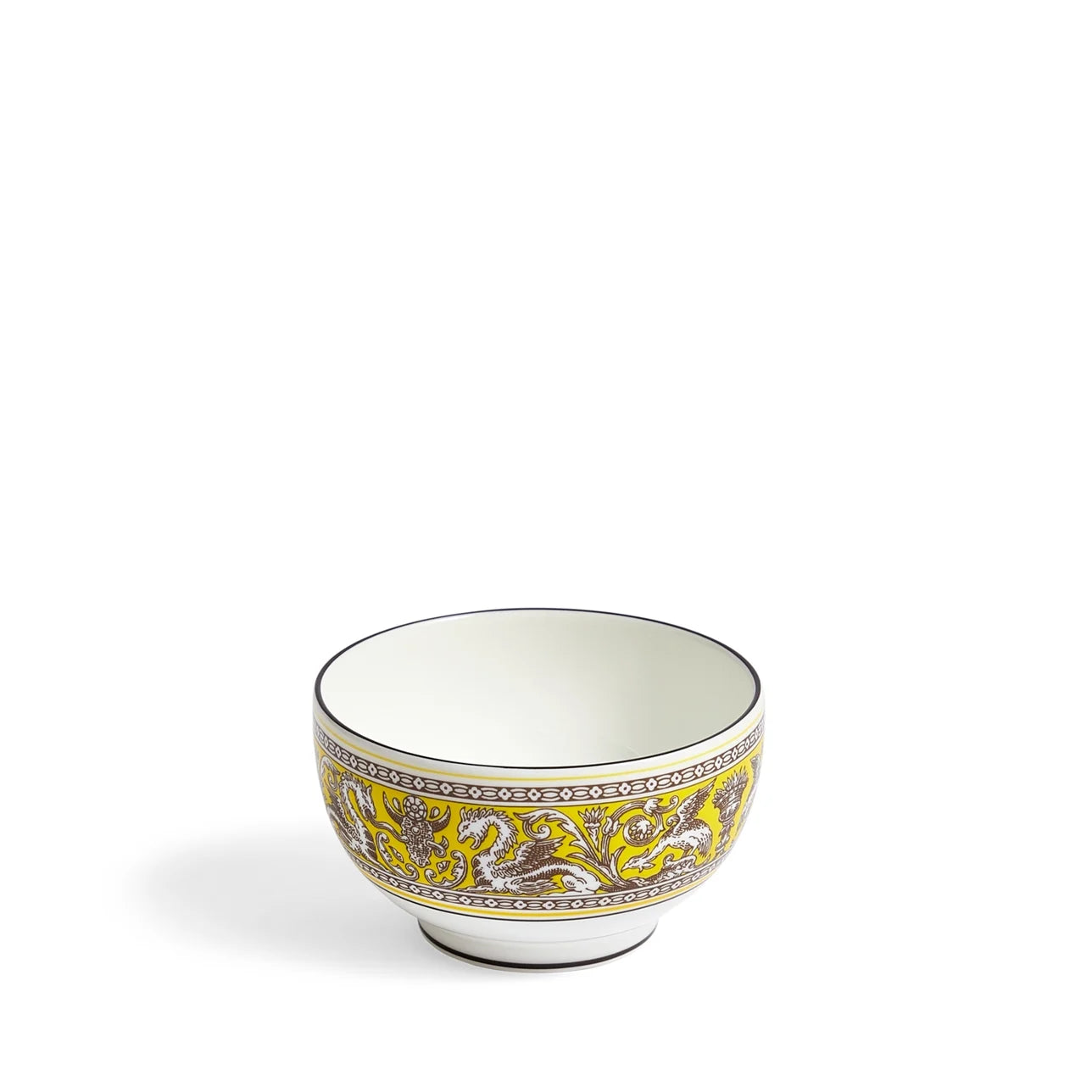 Bowl Arroz Florentine Citron: Vista frontal de porcelana fina con patrón vibrante.
