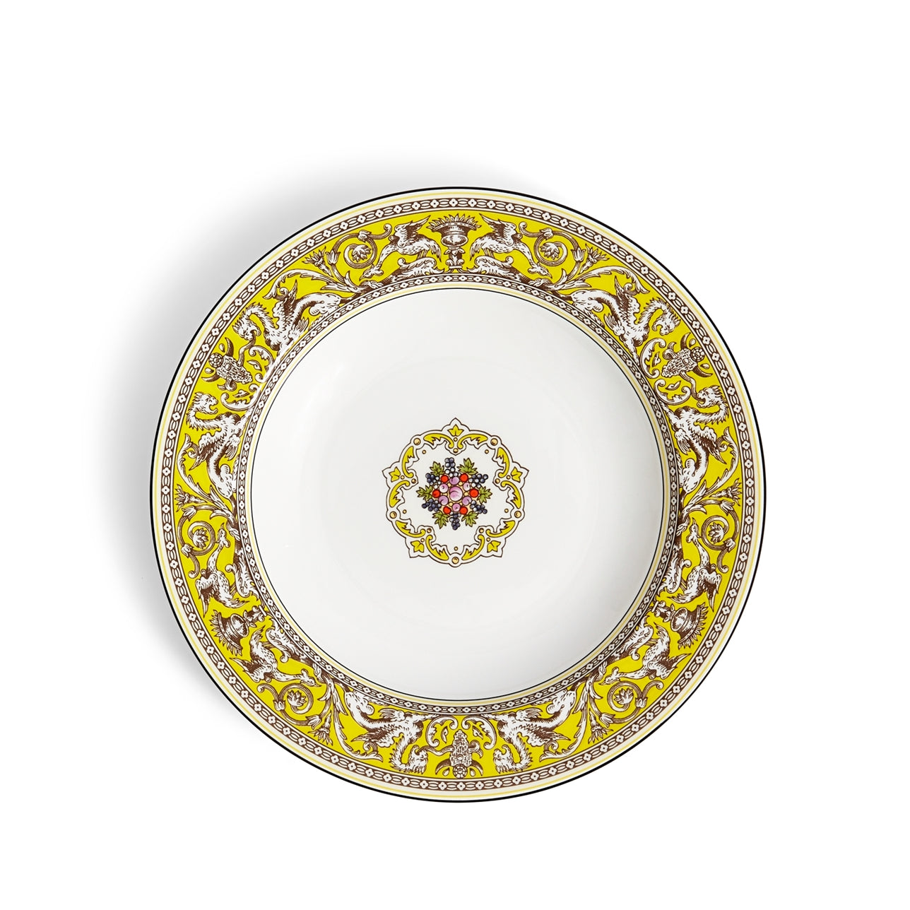 Plato hondo Florentine Citron, vista frontal detallada.
