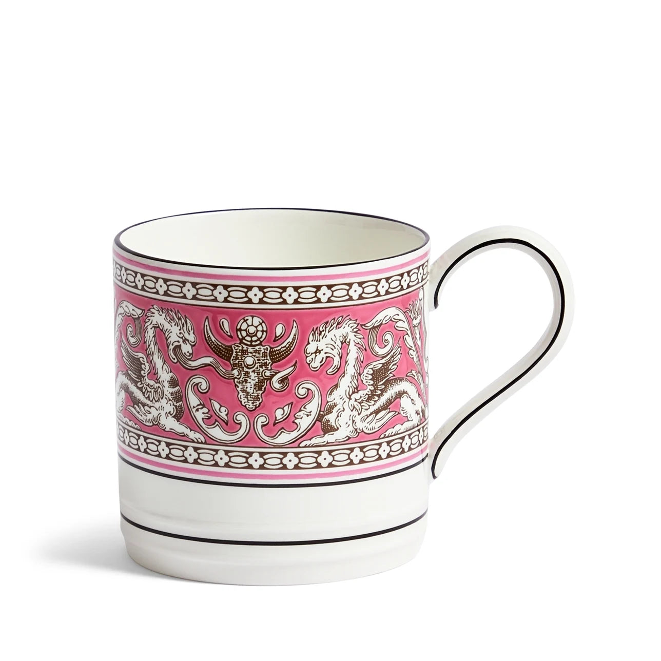 Mug Florentine Fucsia de porcelana china con estampado floral.