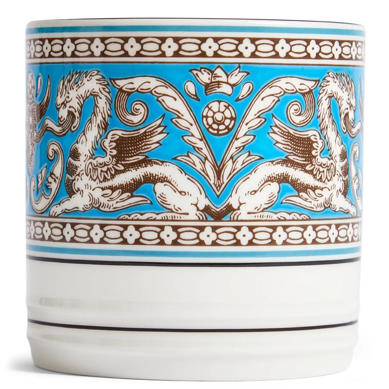 Mug Florentine Turquesa de porcelana china vista frontal.