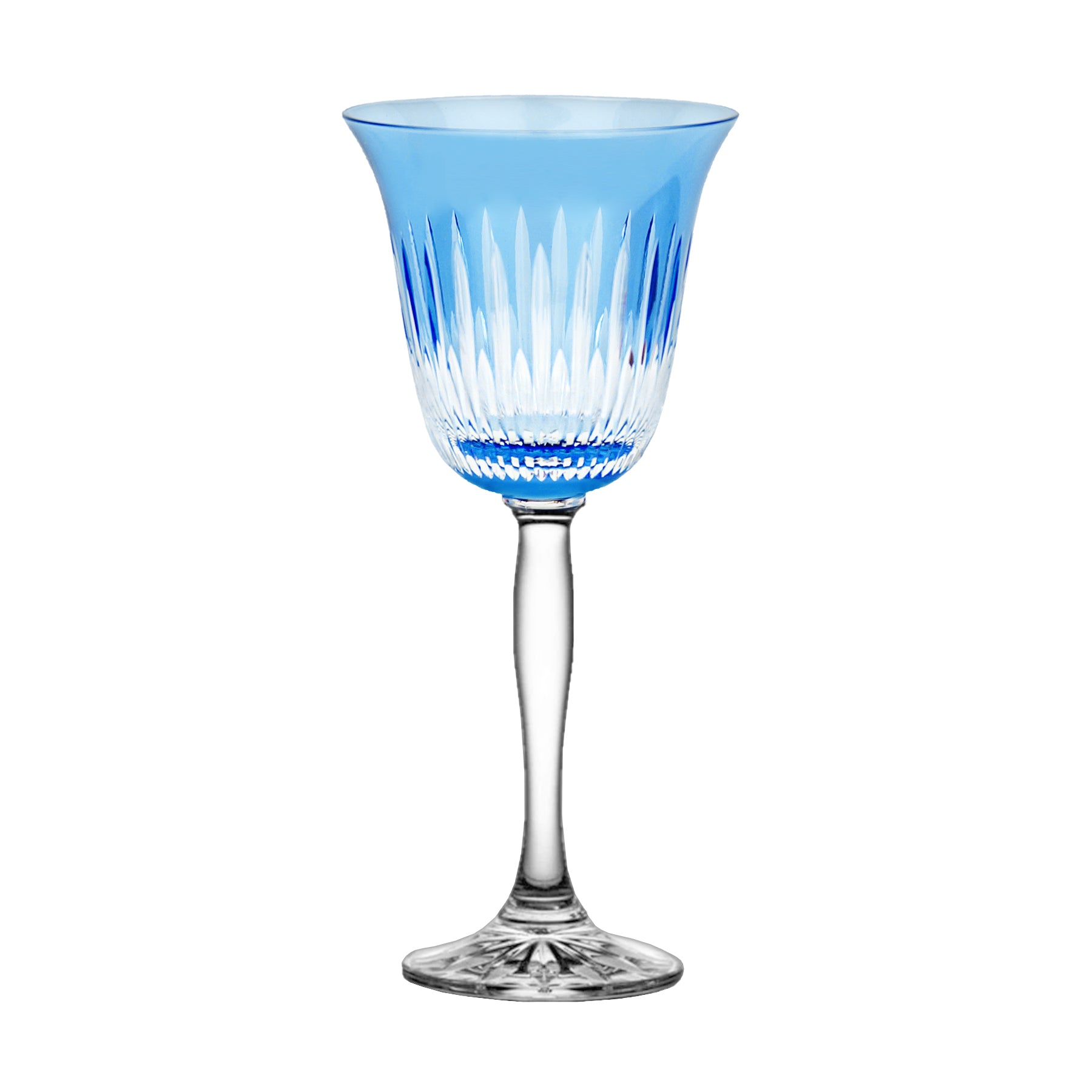 Set de copas de agua azul claro Colors en cristal europeo facetado