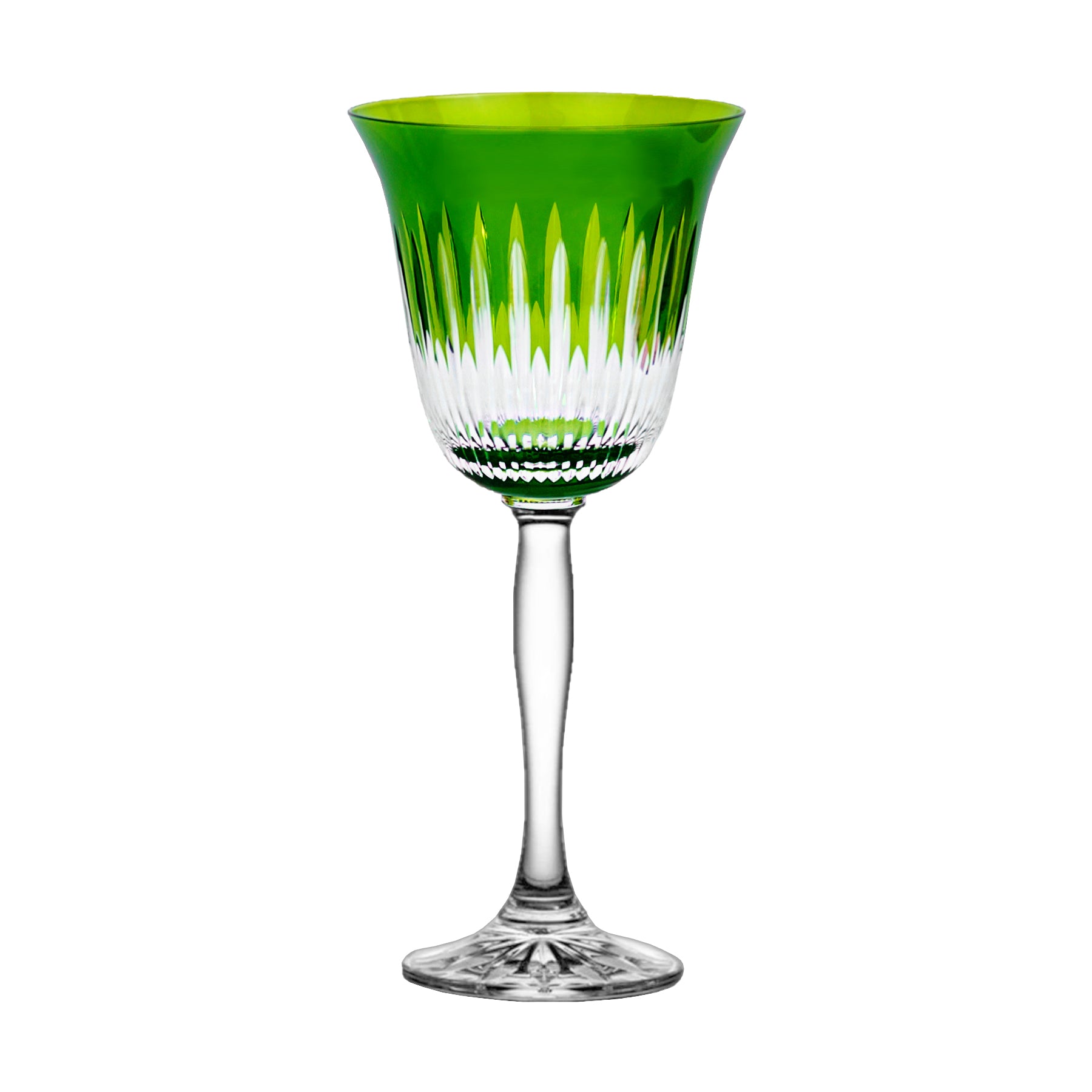 Set 6 copas de agua verde Colors en cristal europeo verde facetado