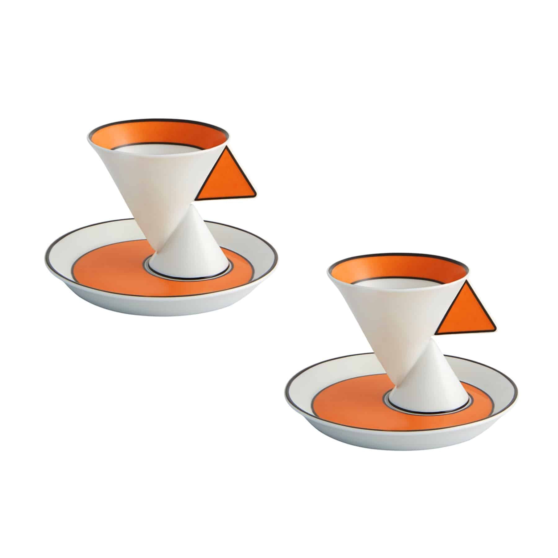 Set de 2 platos y tazas de café Jazz con diseño Art Déco.