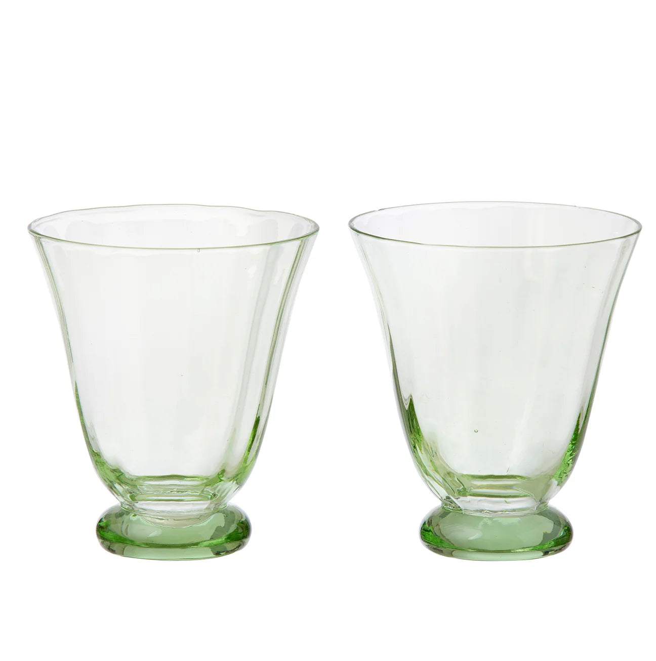 Set de 2 vasos de agua Trellis Ivy en vidrio soplado. Diseño artesanal, ideal para regalar o vestir tu mesa con elegancia y color.