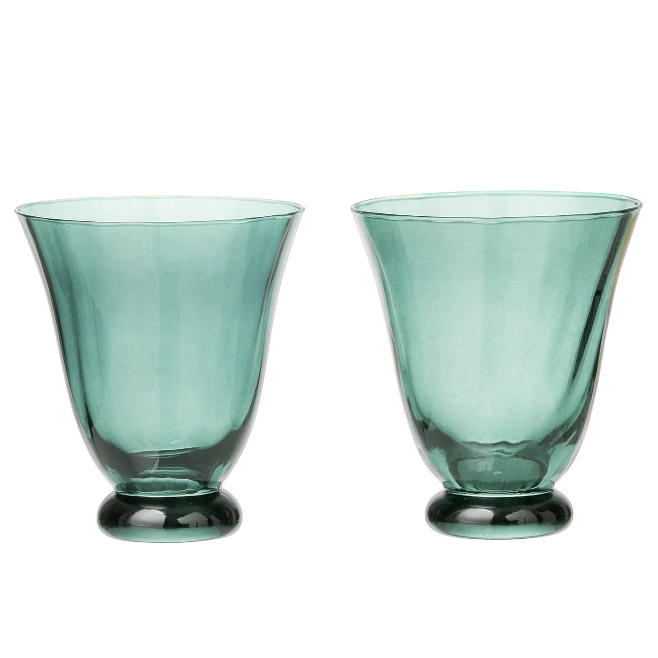 Set de 2 vasos de agua Trellis Topacio en vidrio soplado. Diseño artesanal, ideal para regalar o vestir tu mesa con elegancia y color.