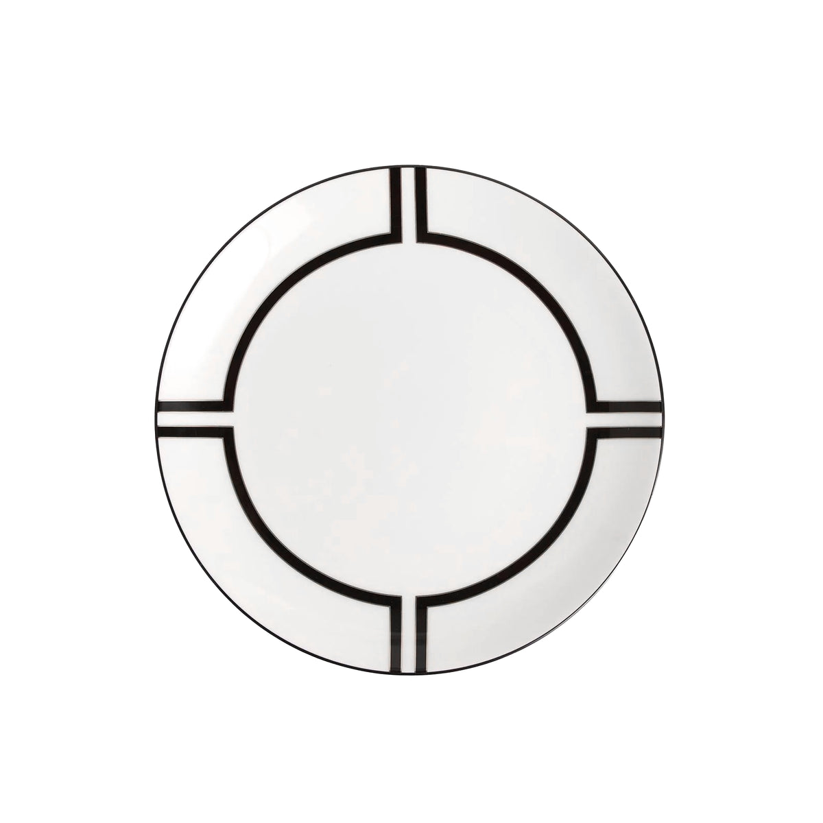 Vista cenital del plato de postre Luxe Graphite de 20.6 cm en Fine Bone China diseñado por Vera Wang para Wedgwood en Oporto Mesa y Cocina.