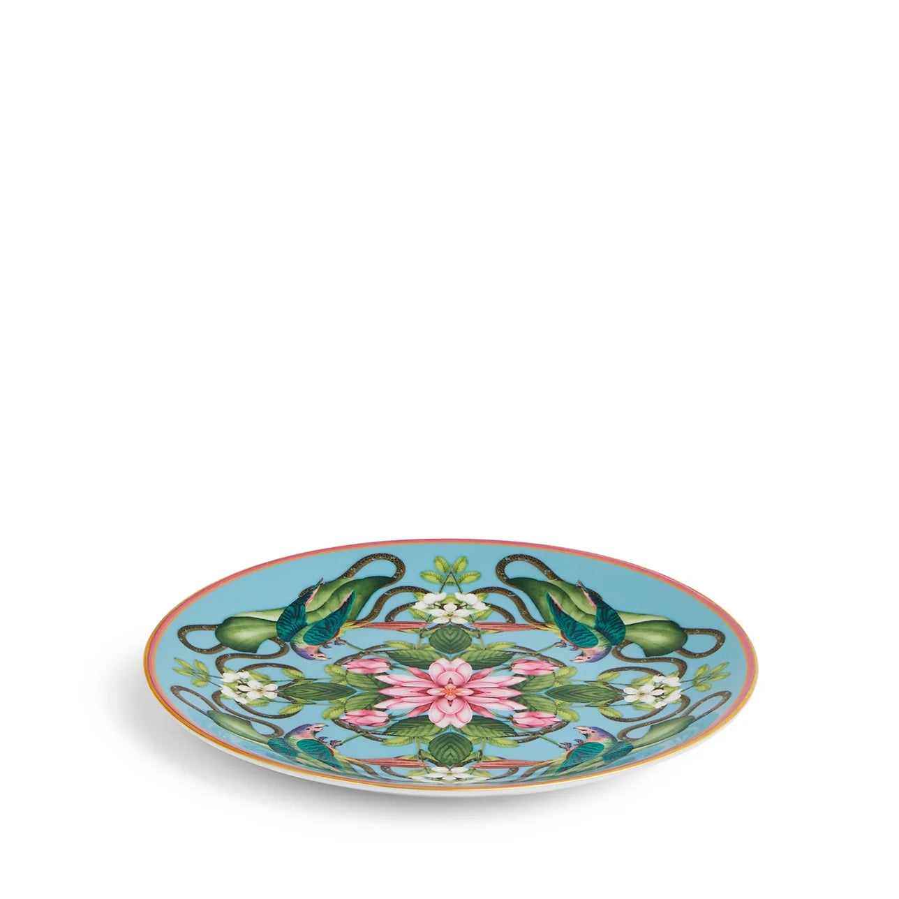 Caja de regalo Wedgwood azul con plato postre tropical Menagerie Wonderlust