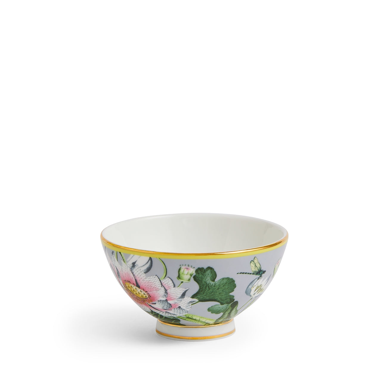 Bowl Wonderlust Waterlily de Wedgwood, mostrando su diseño redondo y el vibrante patrón de nenúfares.