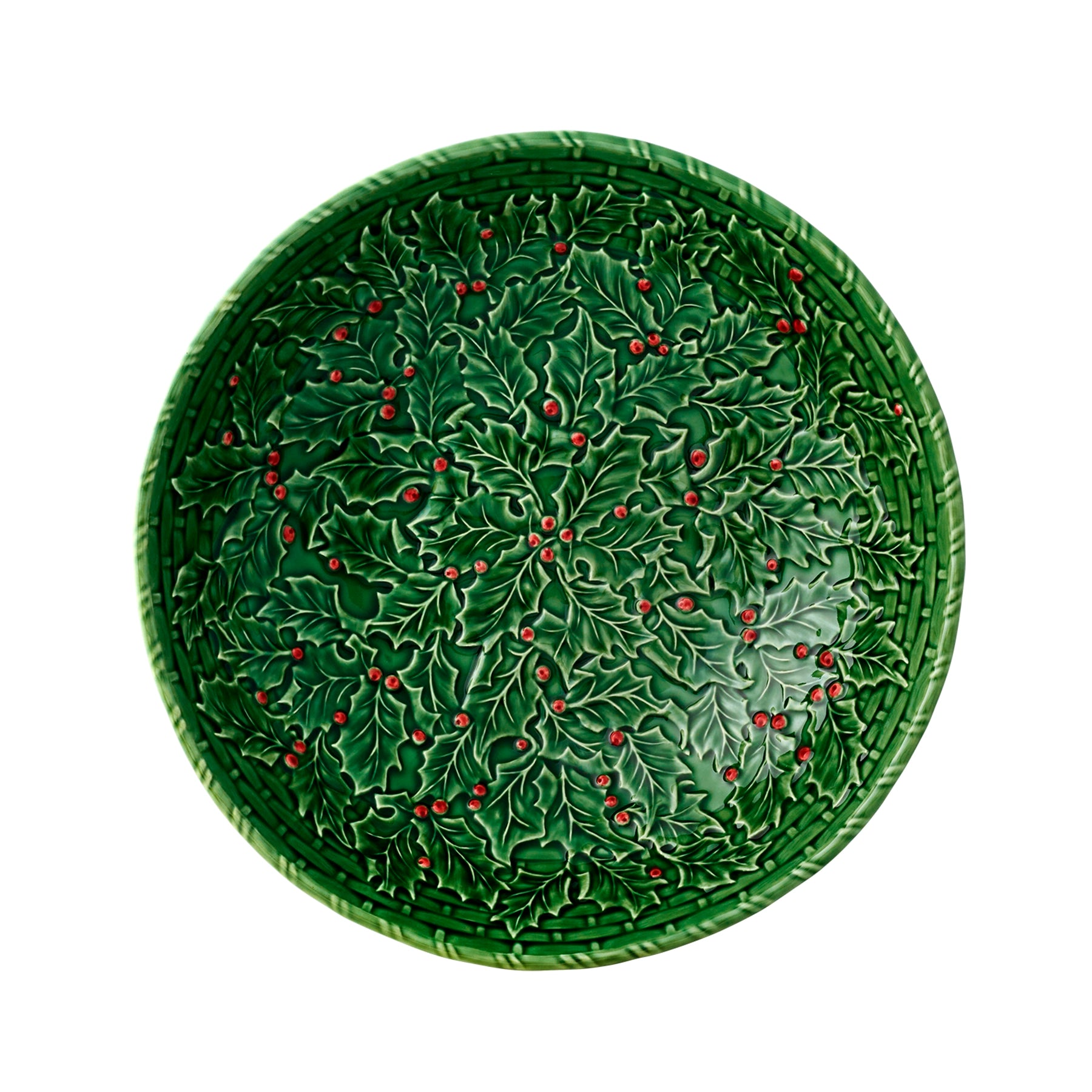 Detalle del interior de la Ensaladera Holly, resaltando el brillo del esmalte y la pintura a mano de la cerámica.