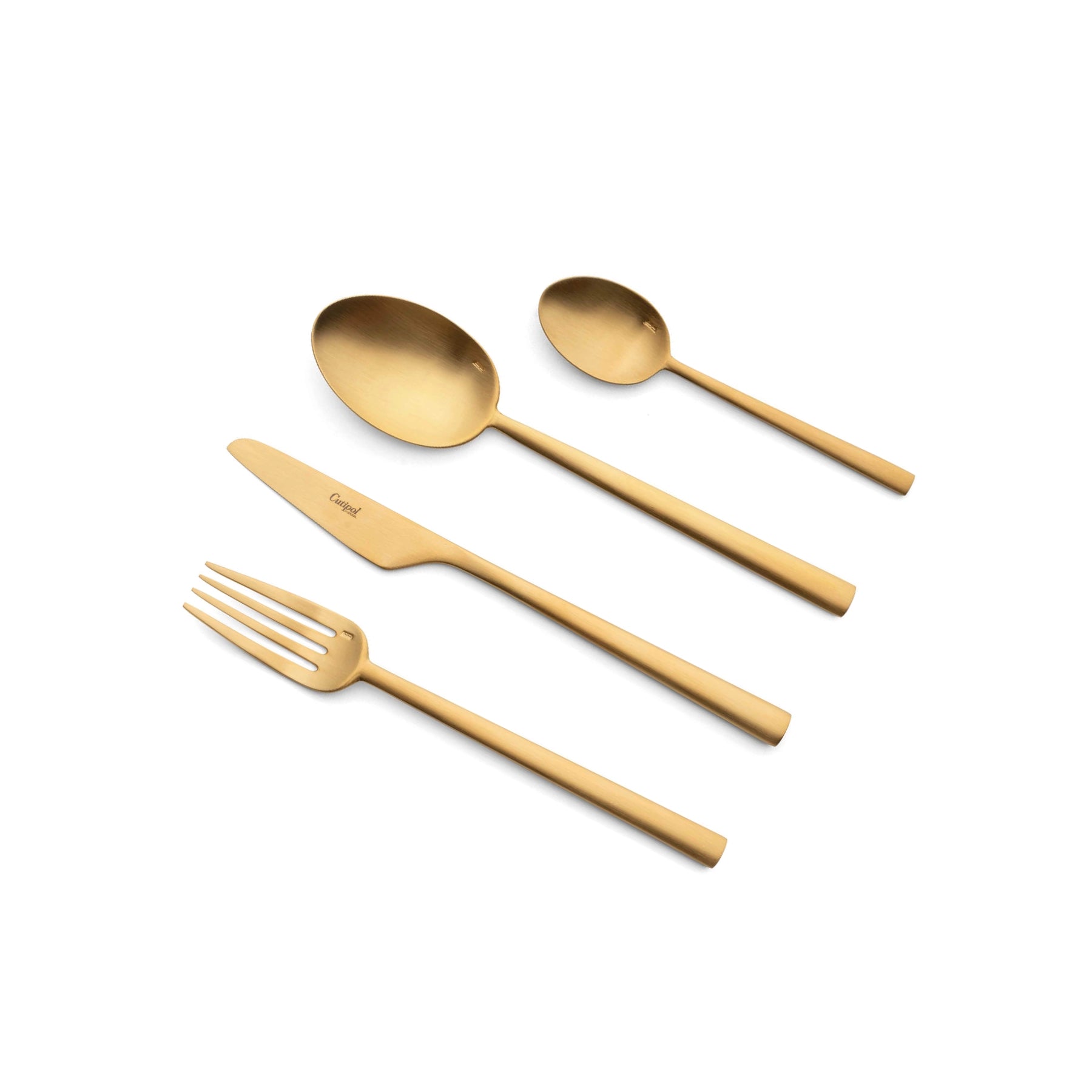 Puesto de 4 piezas Rondo Gold Cutipol en acero dorado refinado