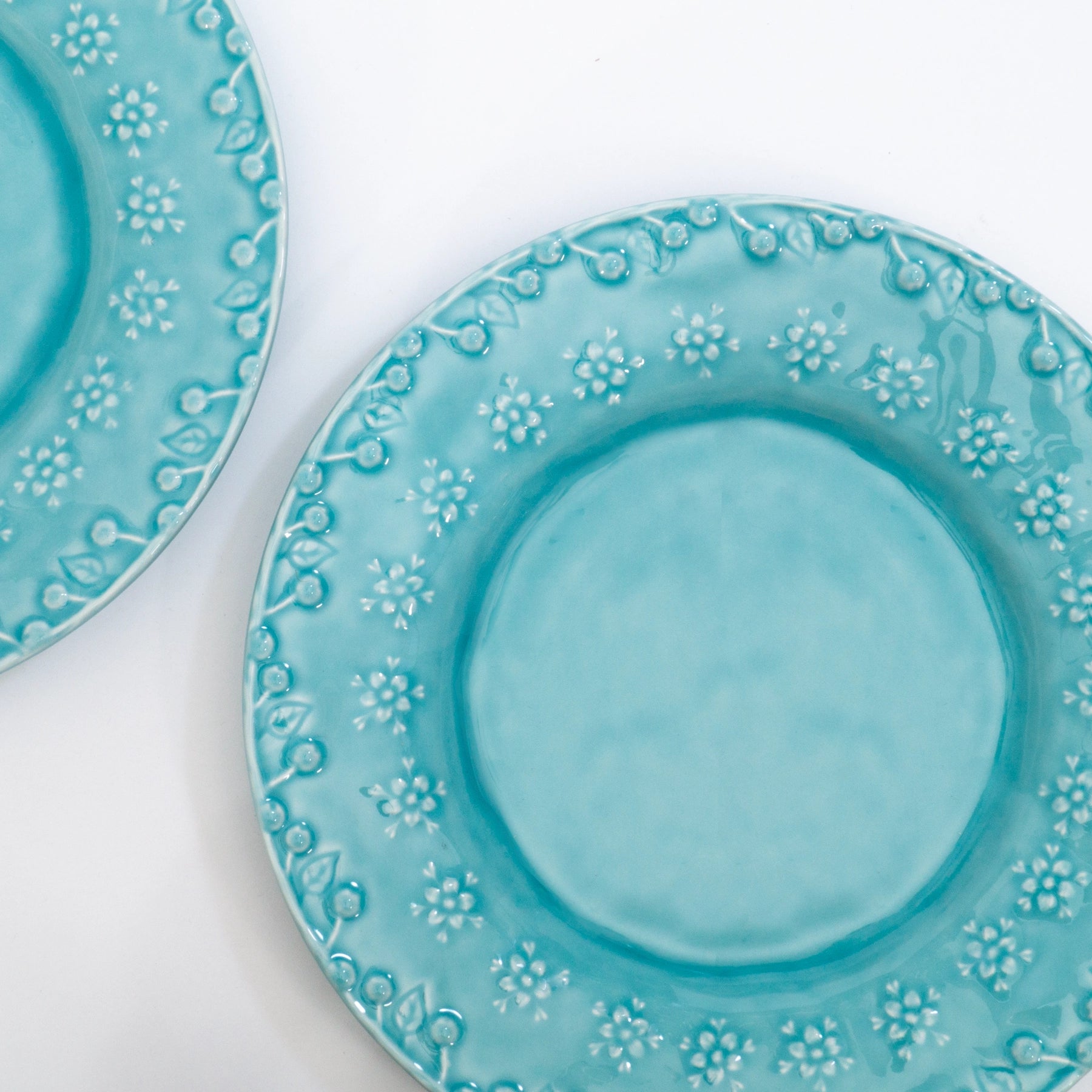 PLATO POSTRE AZUL FLORA