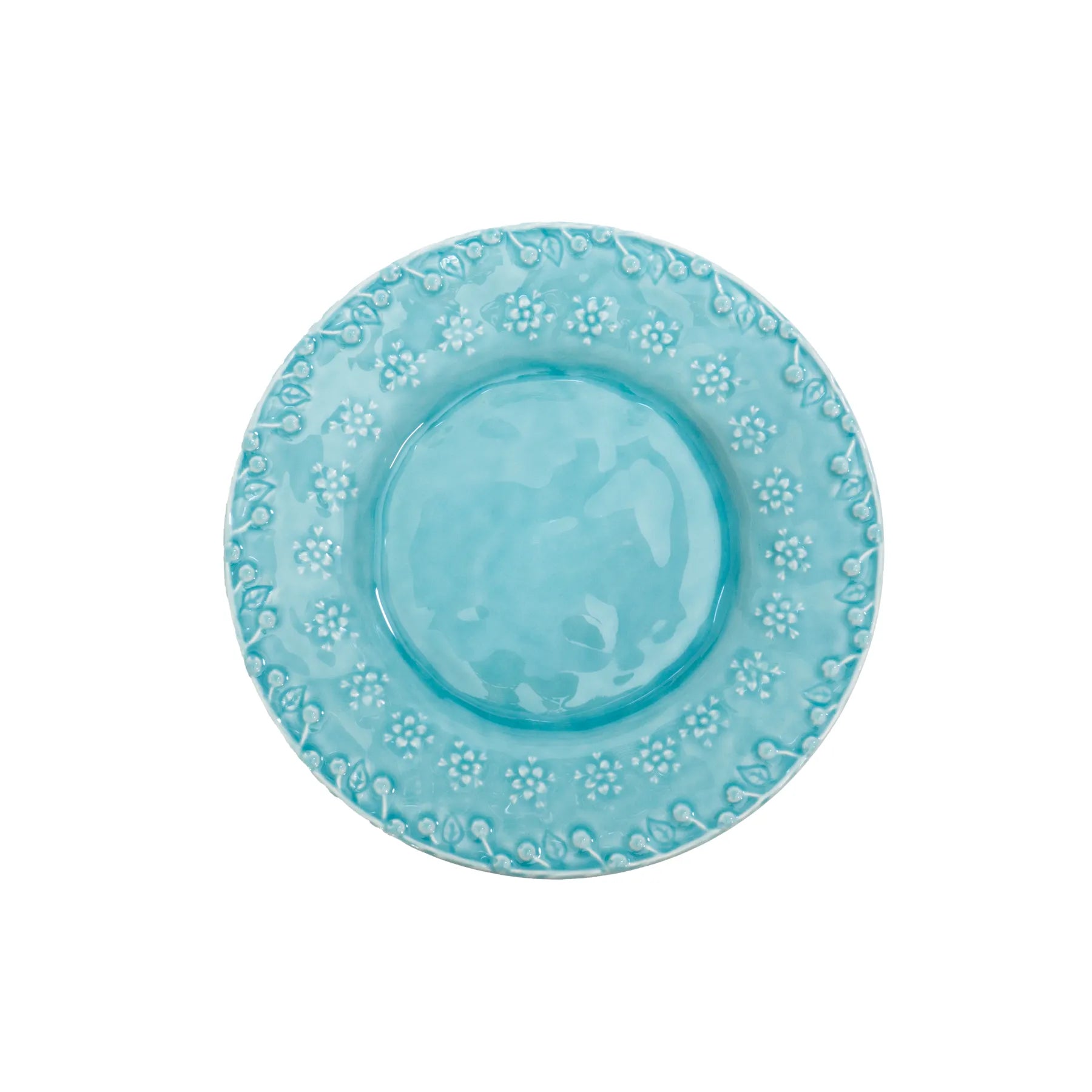 PLATO POSTRE AZUL FLORA