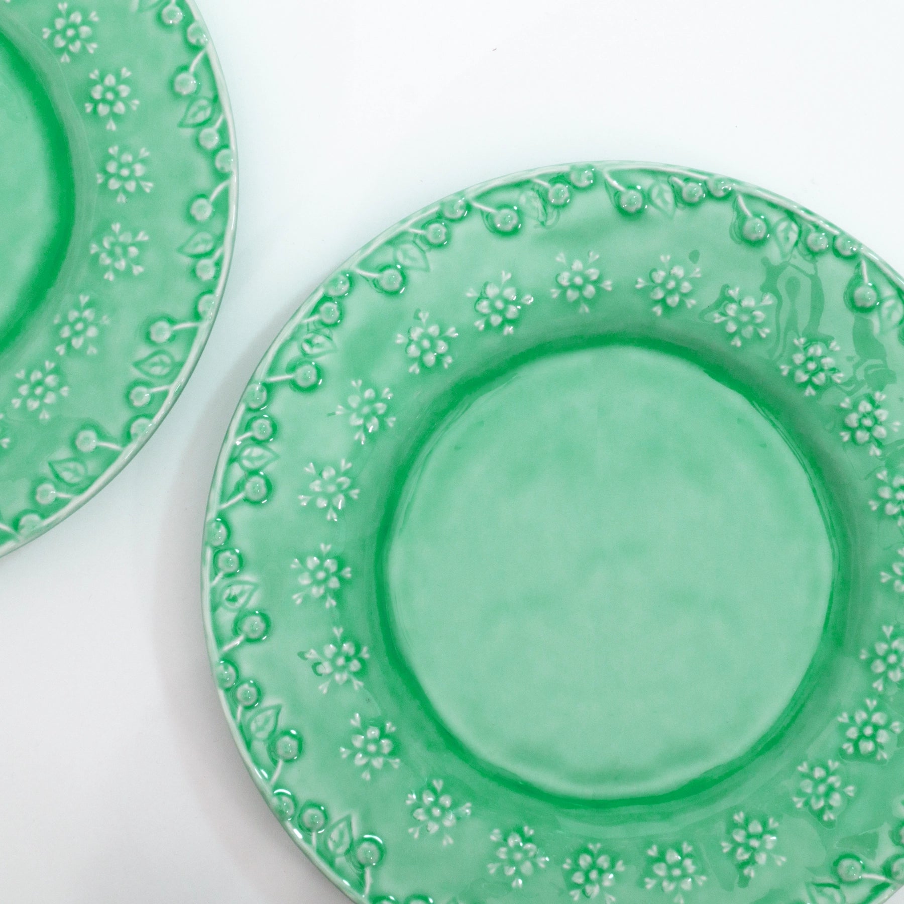 PLATO POSTRE VERDE FLORA