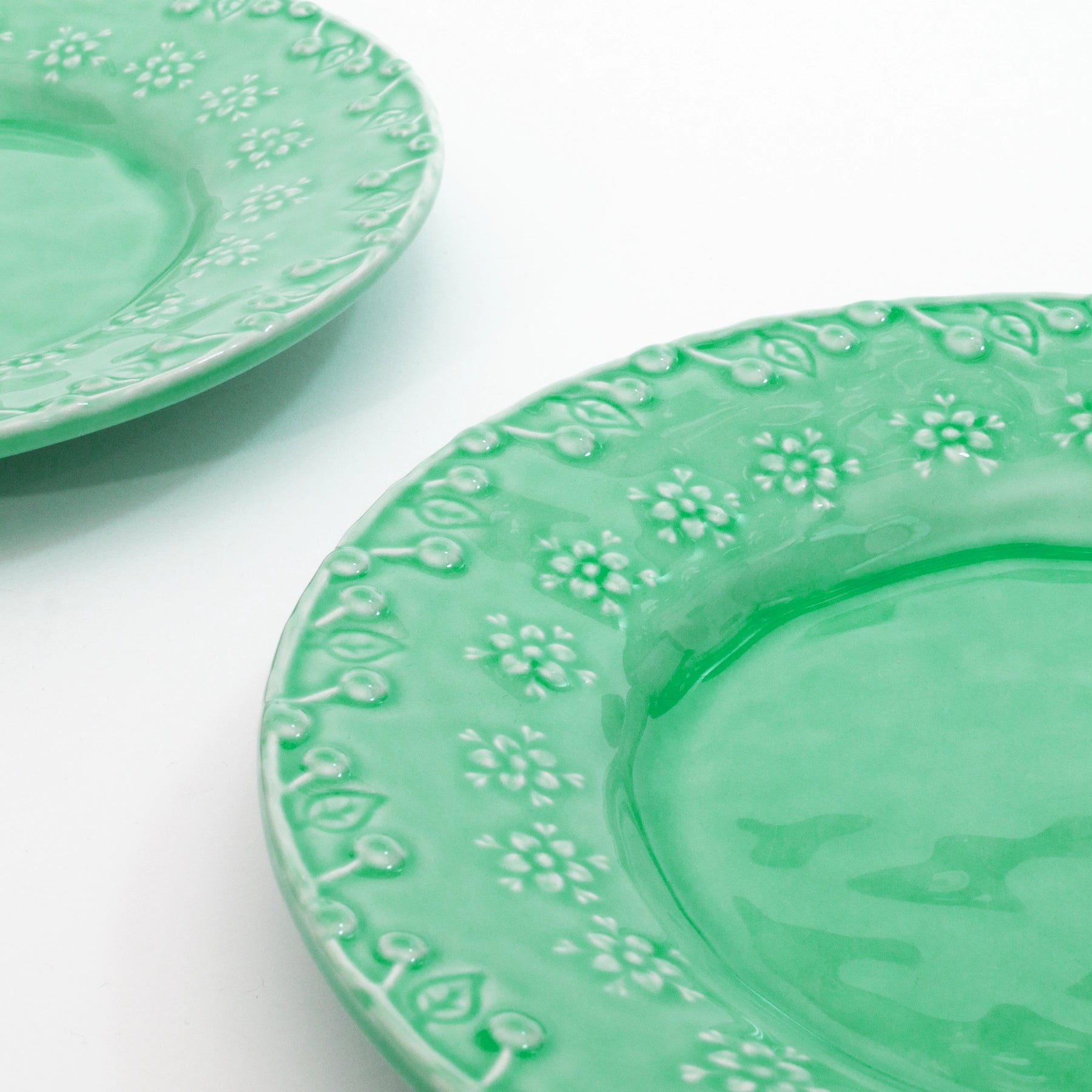 PLATO POSTRE VERDE FLORA