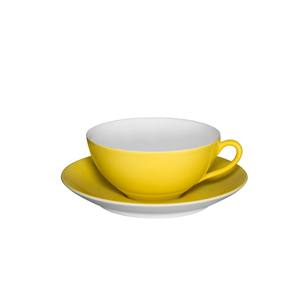 PLATO Y TAZA DE TÉ AMARILLO COLOURS