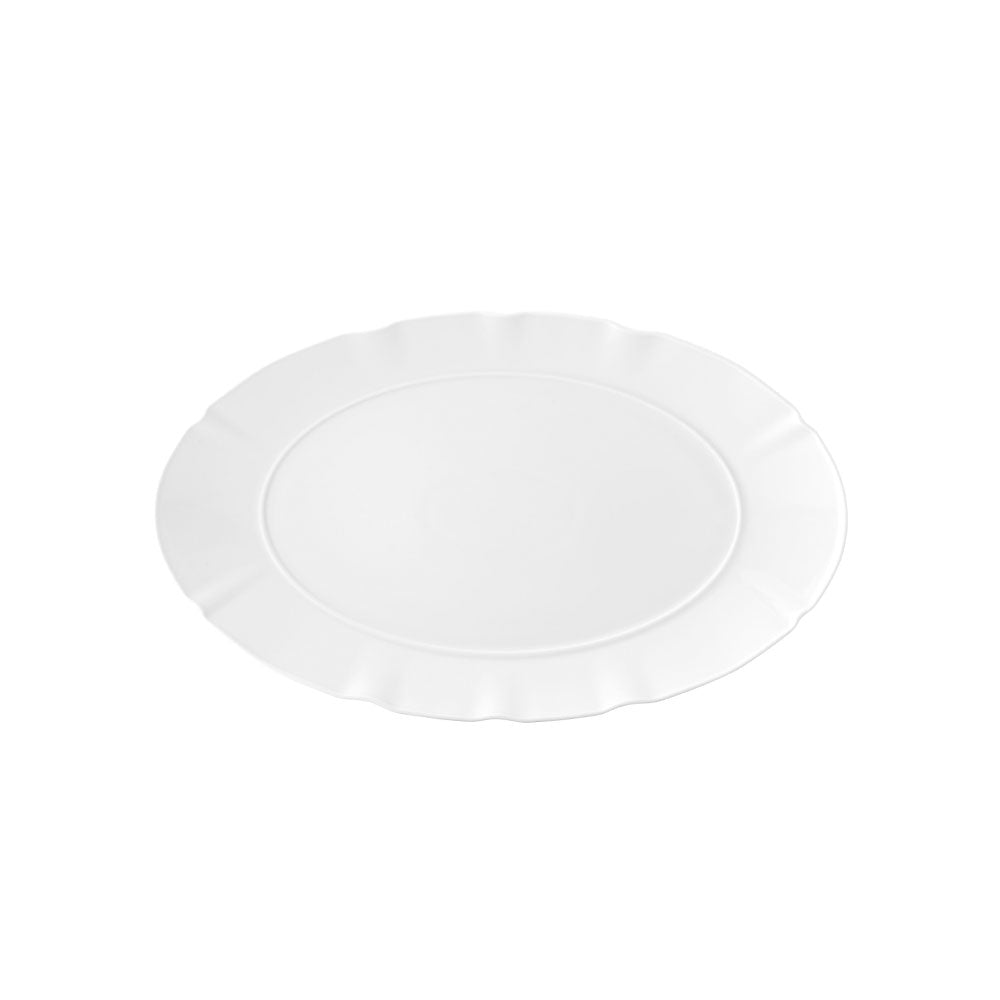 Bandeja Ovalada Pequeña Crown White en porcelana blanca