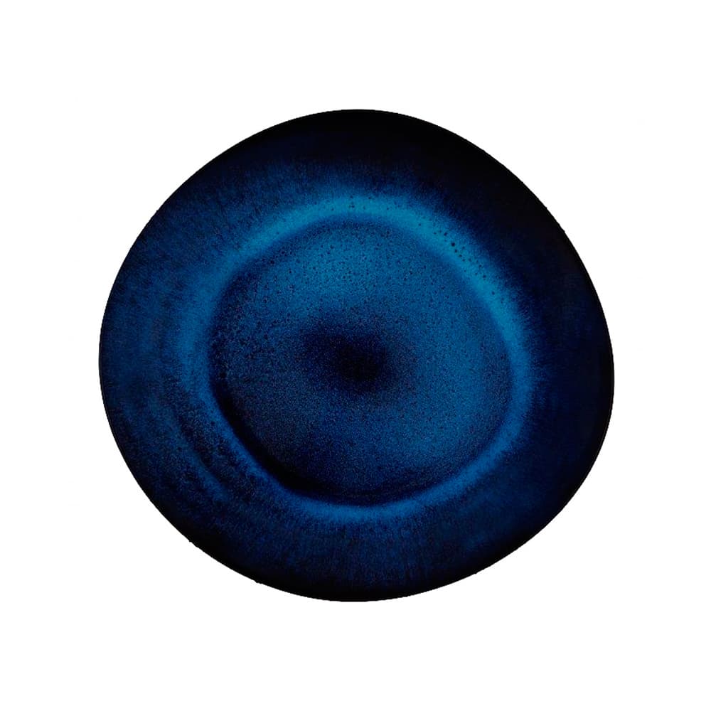 Plato pasta Floral Scent con trazos florales sobre gres azul