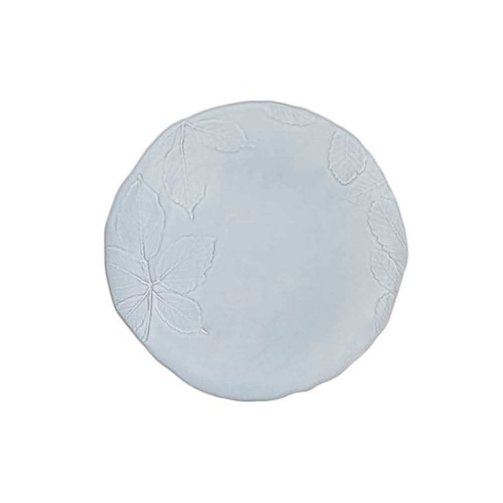 Plato postre blanco con hojas en relieve – Colección Herbarium