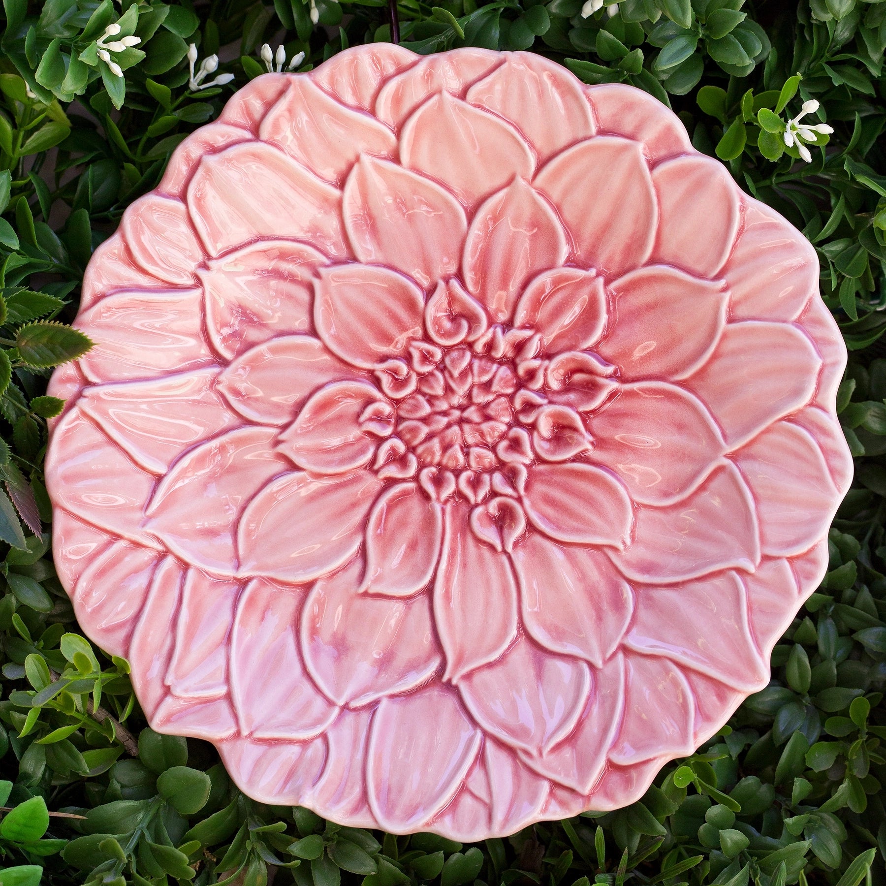 Plato de postre Dalia María Flor con diseño de flor abierta 1