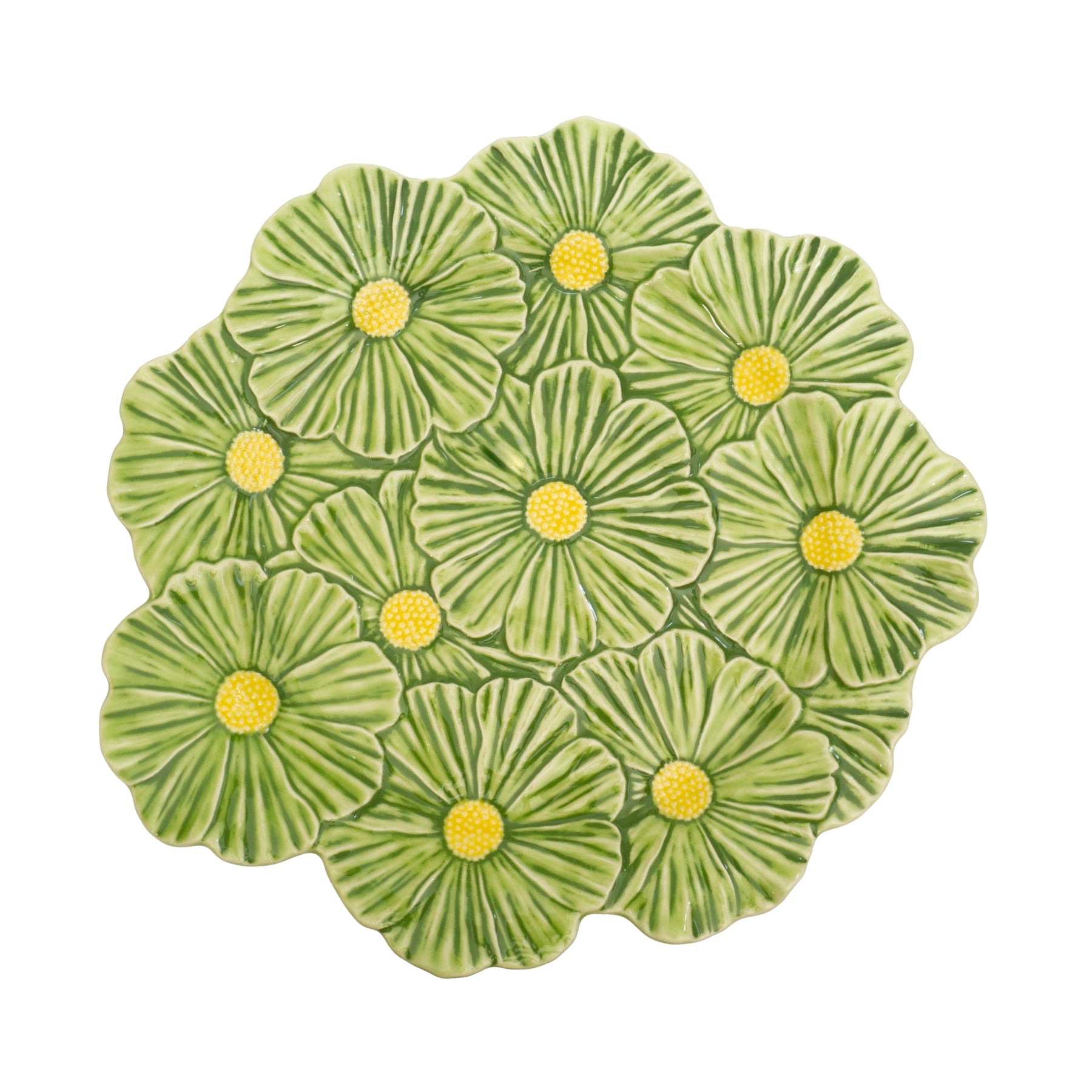 Plato Base María Flor Bordallo Pinheiro, diseño floral pintado a mano