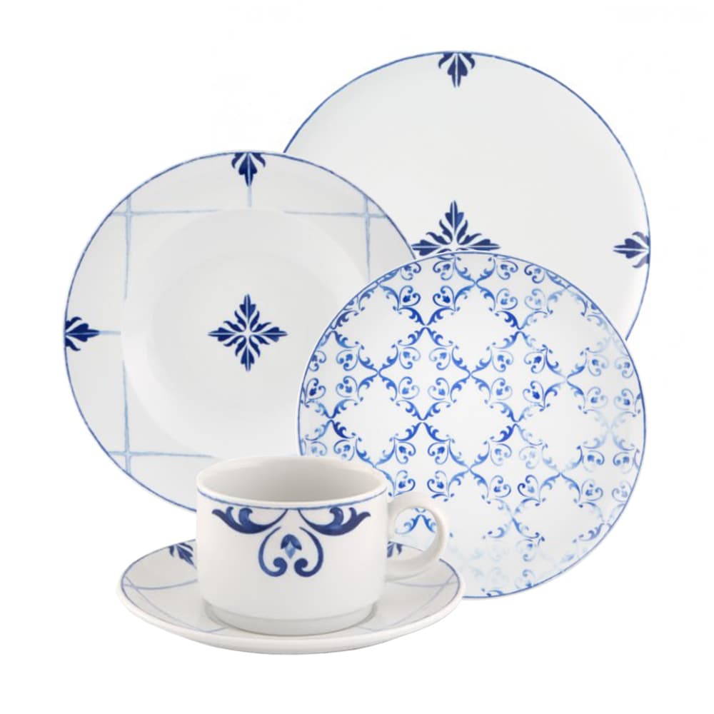 Vista general del puesto de 5 piezas Tiles con patrones de azulejos