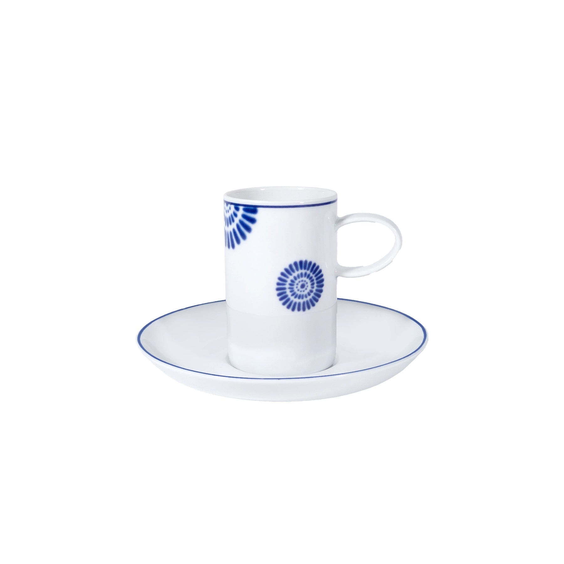 Plato y Taza de Café Domo Blue con diseño minimalista