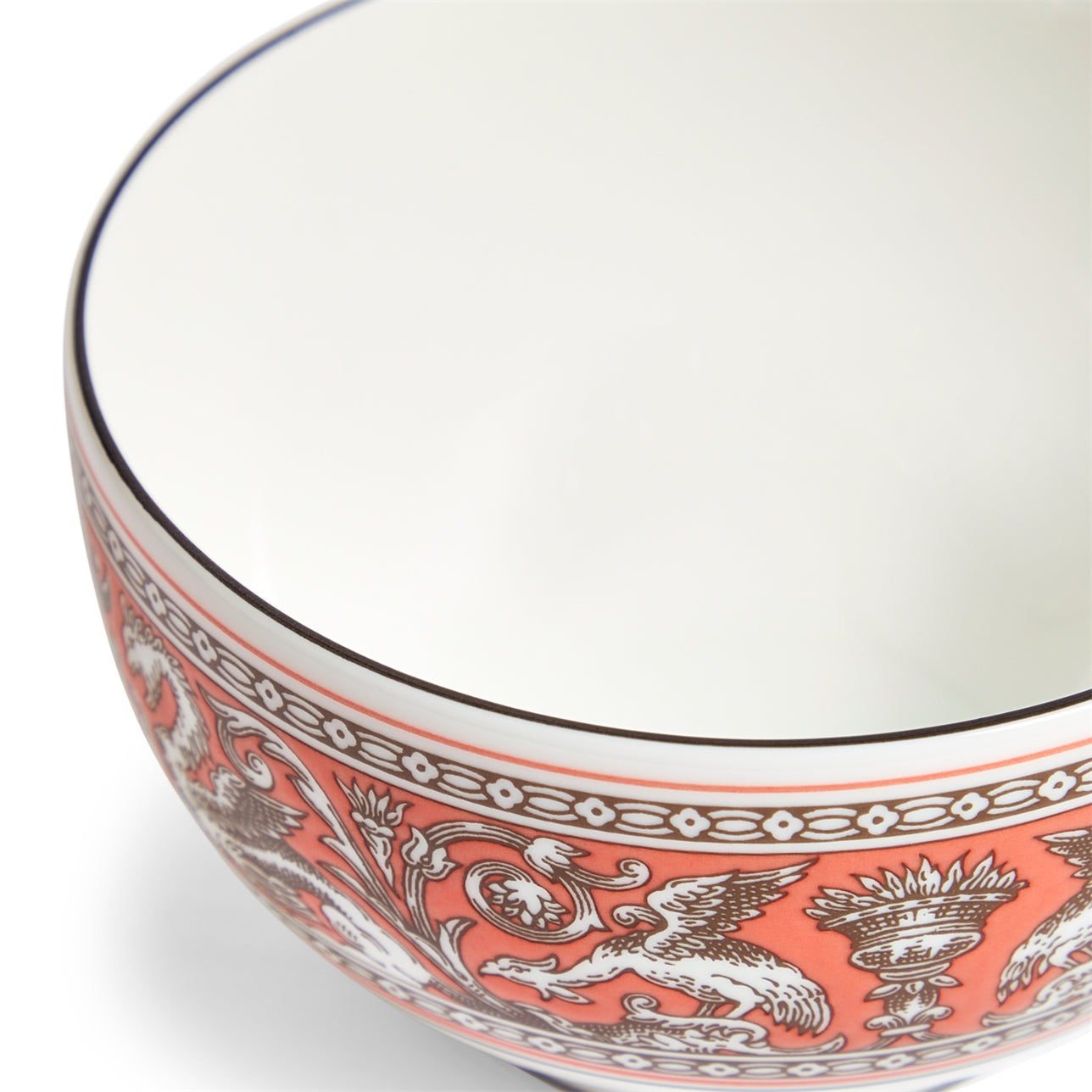 Detalle del diseño florentino en color salmón del Bowl Arroz Florentine.