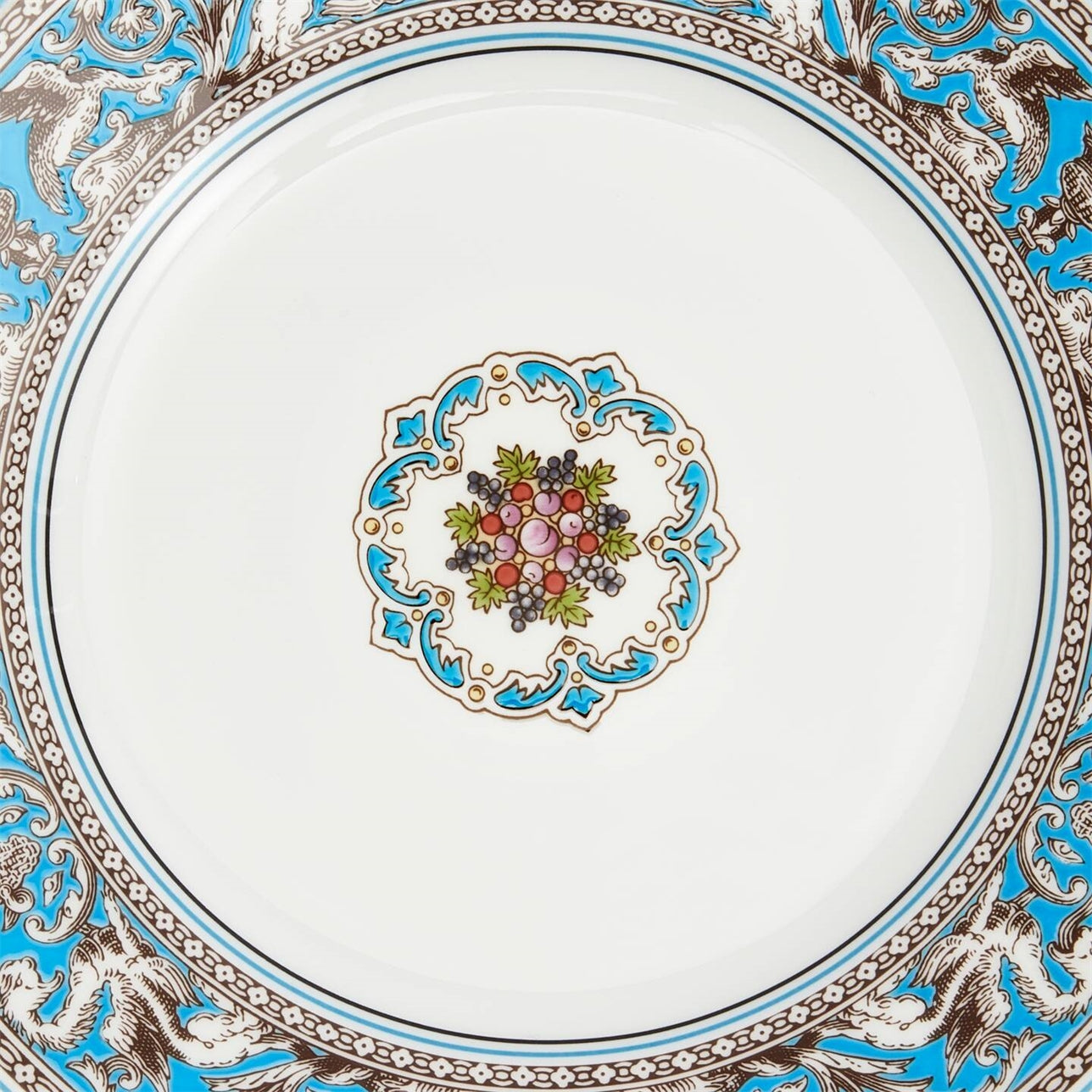 Diseño de porcelana fina del plato postre Florentine Turquoise.