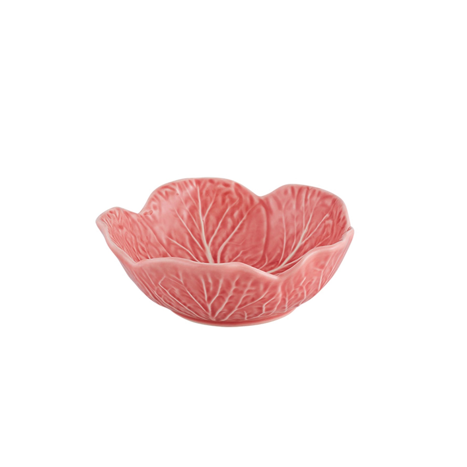Bowl para cereal Couve Pink de Bordallo Pinheiro en loza portuguesa, mostrando su diseño tridimensional de hoja de col en color rosa brillante.