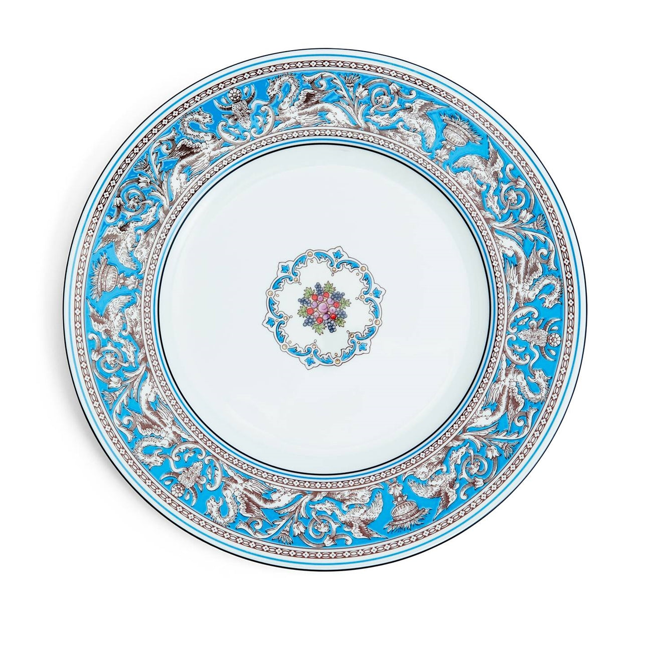 Plato principal Florentine Turquoise, diseño detallado.