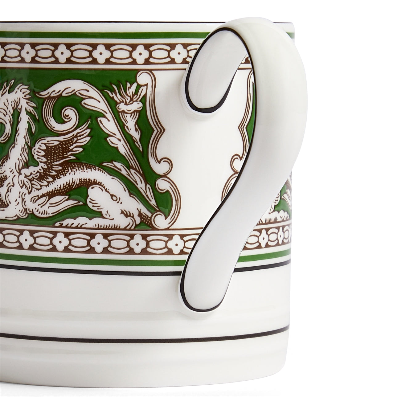 Detalle del diseño florentino verde en el Mug Florentine.