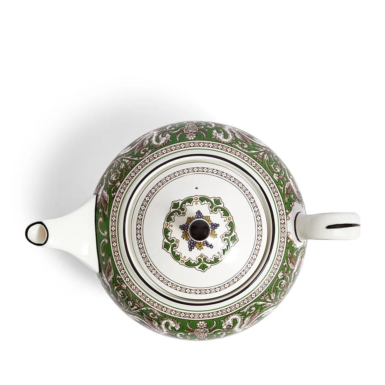 Detalle de la Tetera Florentine Verde con diseño clásico.
