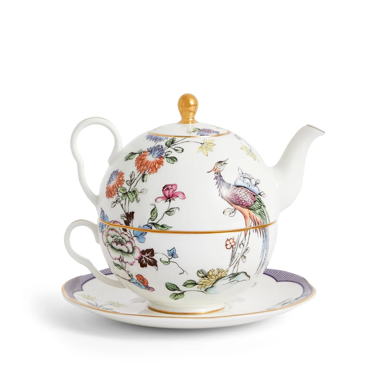 Tetera & Taza de té Fortune con motivo de grulla, símbolo de buena suerte.
