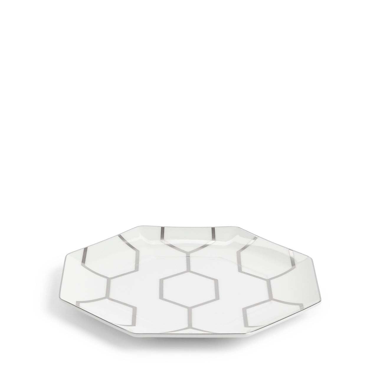 Plato octagonal Gio Platinum que realza la presentación de tu comida.