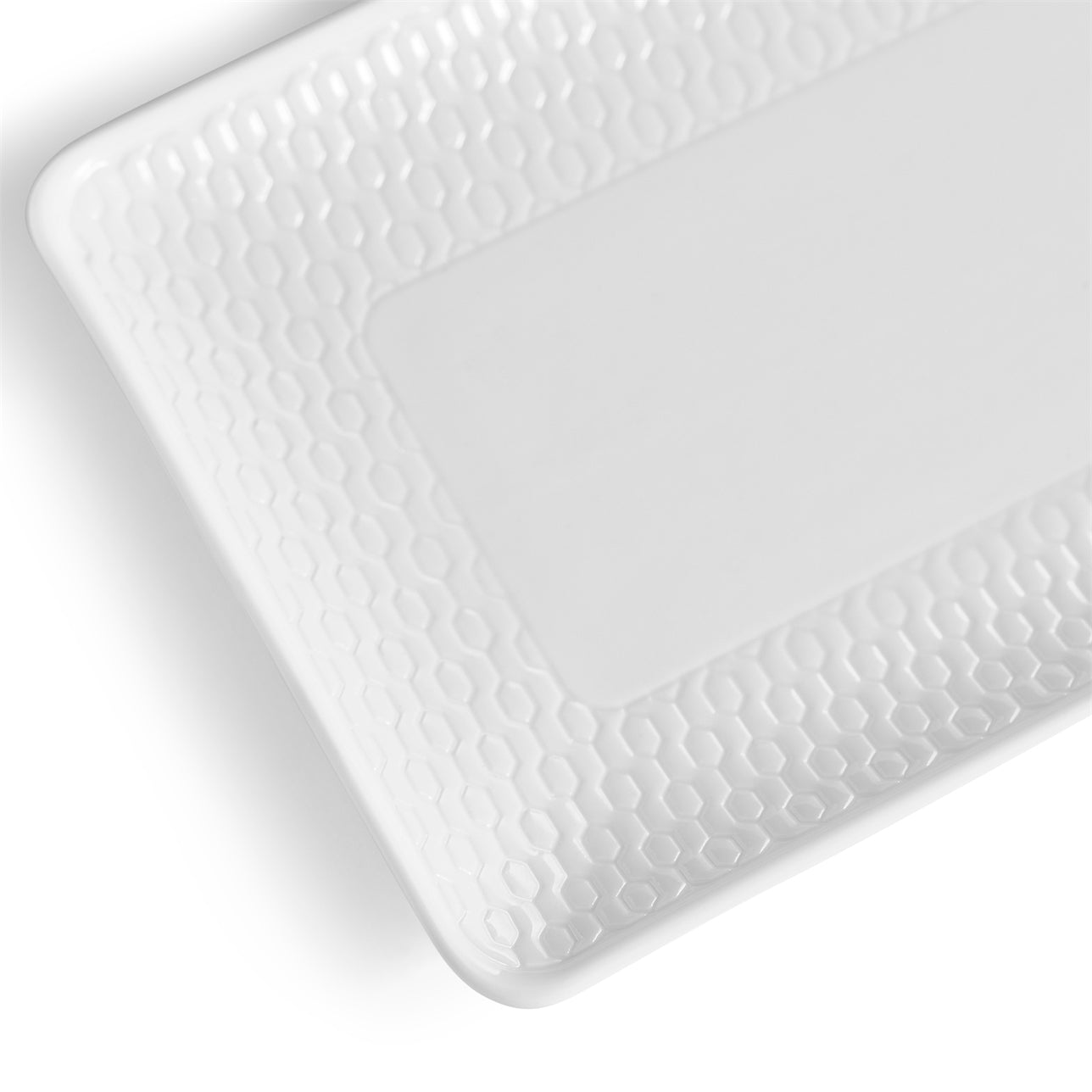 Bandeja rectangular Gio de porcelana fina con patrón geométrico