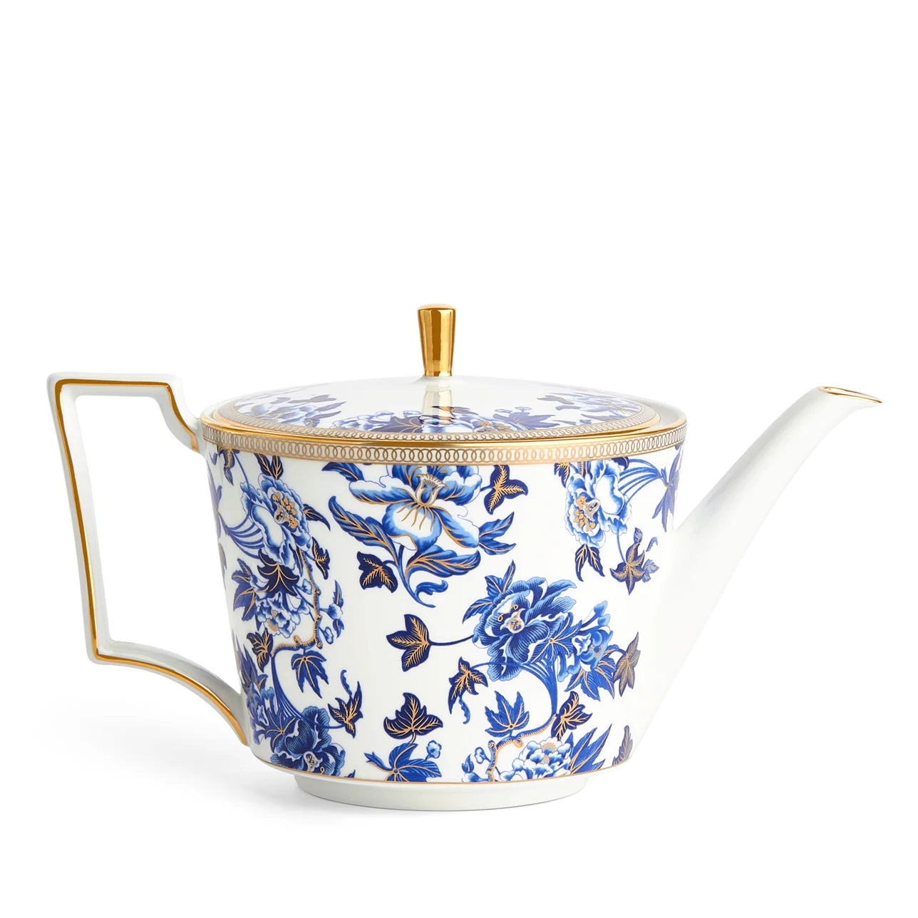 Tetera Hibiscus: Vista frontal con asa angular y cuerpo moderno.