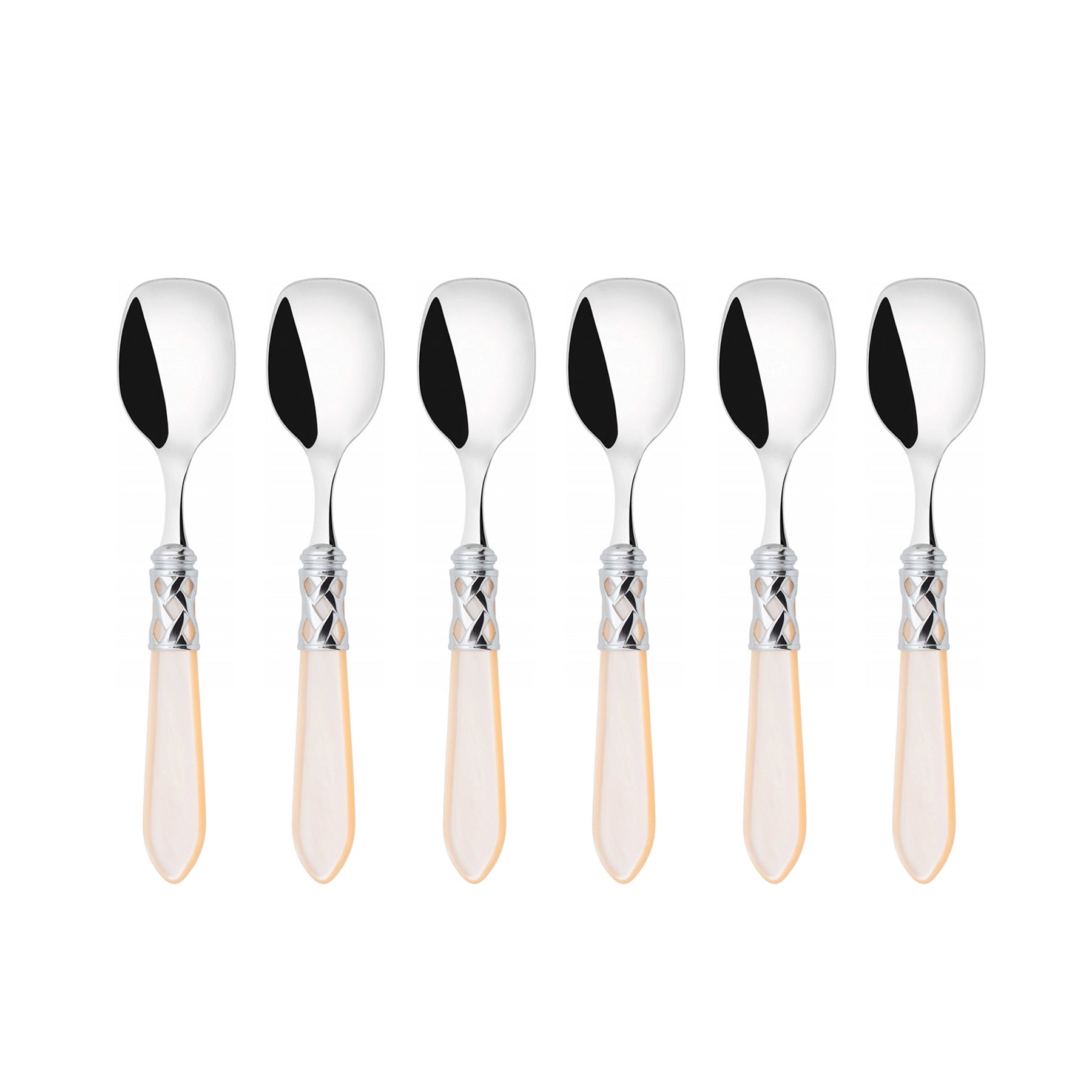 Set de 6 cucharitas especializadas para helado de la colección Aladdin de Casa Bugatti en color marfil nacarado.