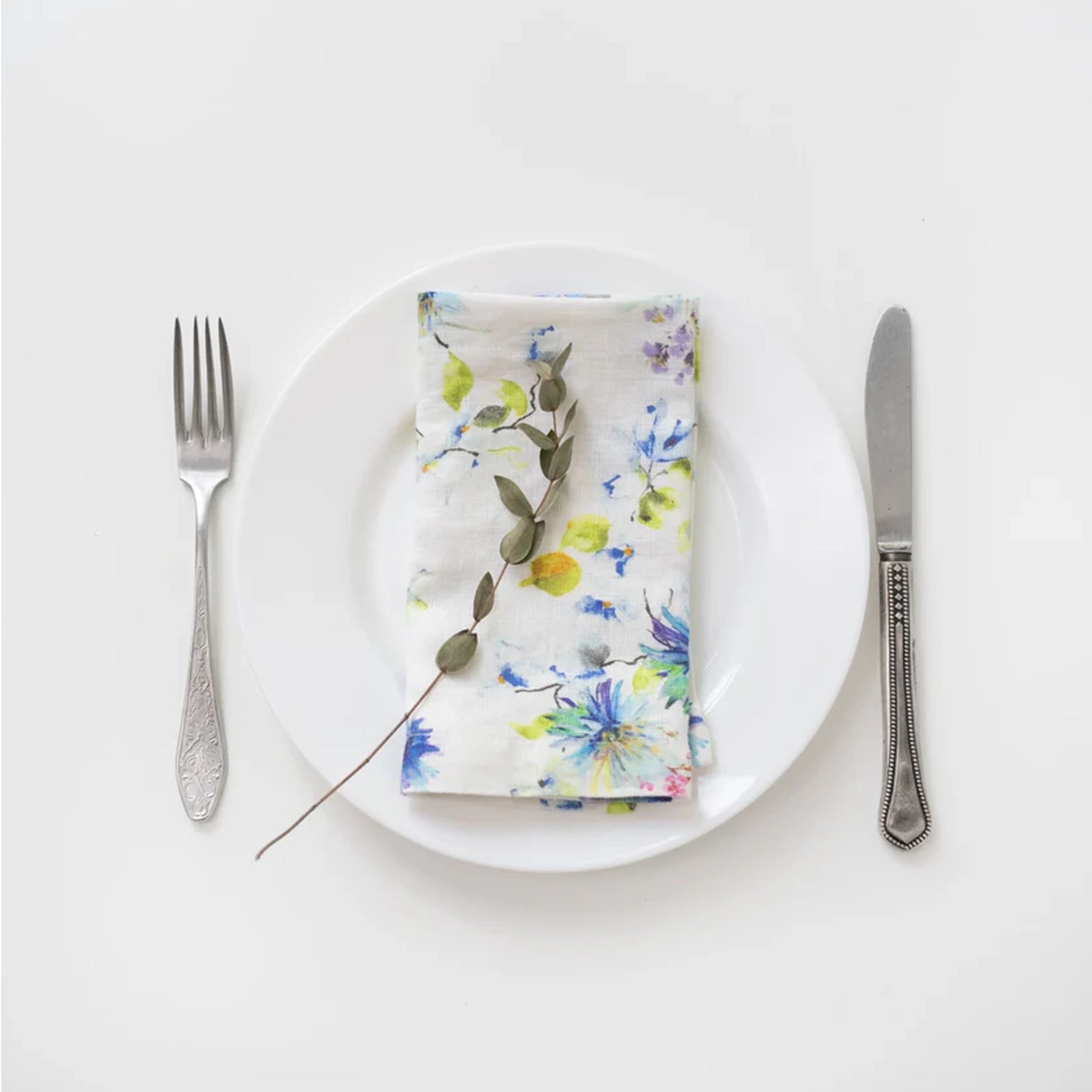 SET DE 2 SERVILLETAS WHITE FLOWERS PRINT