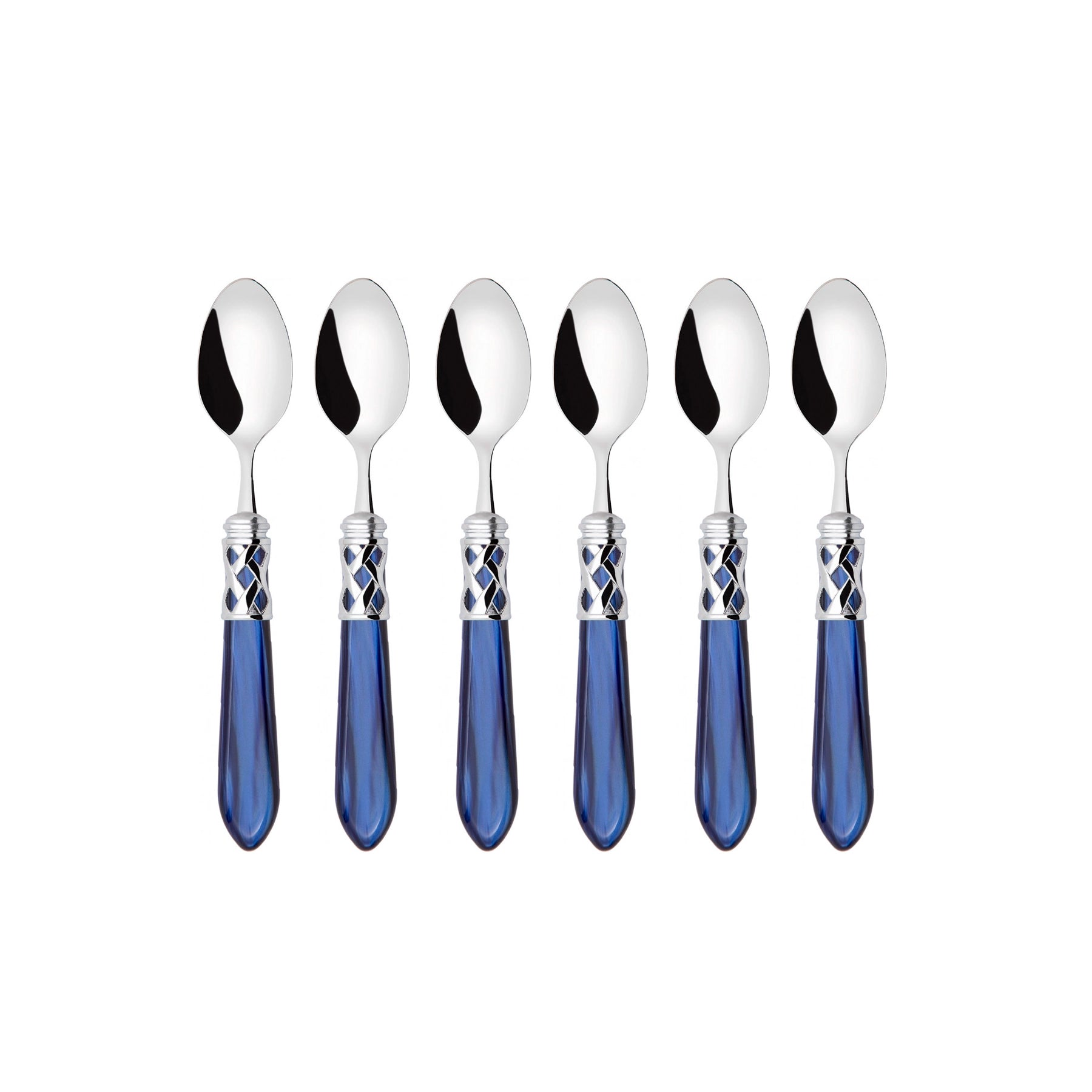 Set de 6 cucharitas moka para espresso de la colección Aladdin de Casa Bugatti en color azul nacarado.