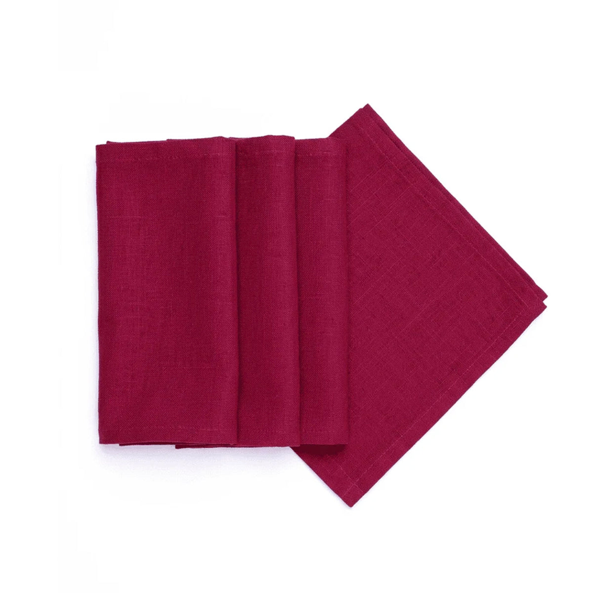 Vista cenital del set de 2 servilletas Tiziano en 100% puro lino lavado color Barolo de Tessitura Toscana Telerie en Oporto Mesa y Cocina.