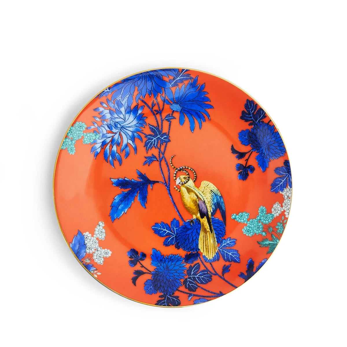Plato de postre Golden Parrot Wonderlust – Diseño tropical en porcelana ...