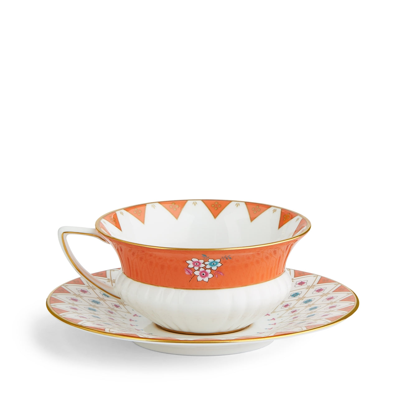 Set de té plato y taza Wedgwood Peony Diamond completo