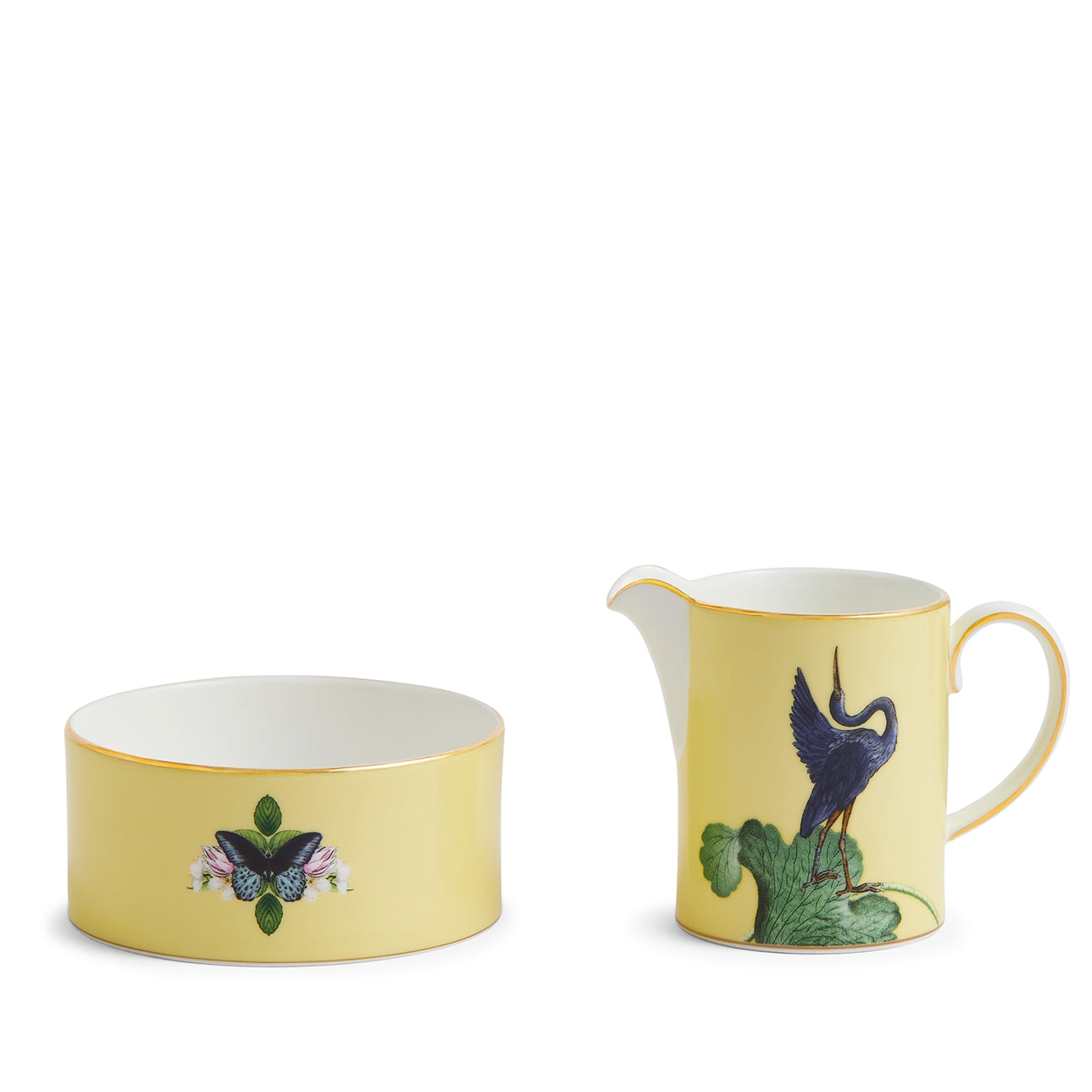Set de cremera y azucarera Wonderlust Waterlily de Wedgwood, mostrando ambas piezas juntas sobre una mesa.